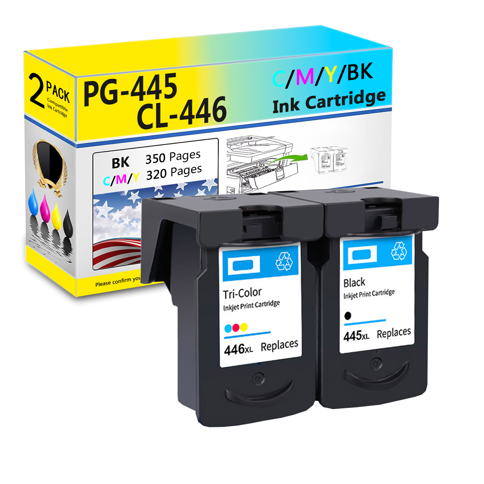 For Canon PG-445XL CL-446XL Ink Cartridge Work For Canon Pixma IP2840 MG2440 MG2540 MG2940 MX494 TS204 TS304 TS3140 TR4540 Printers-PrintsBoost