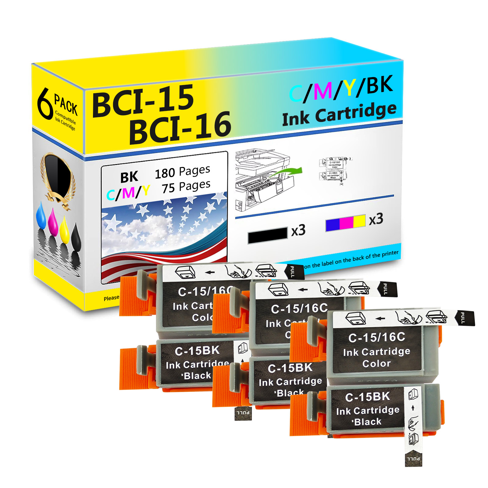 For Canon BCI-15 BCI-16 Ink Cartridge Work For Canon I70 I80 IP90 IP90V Printers
