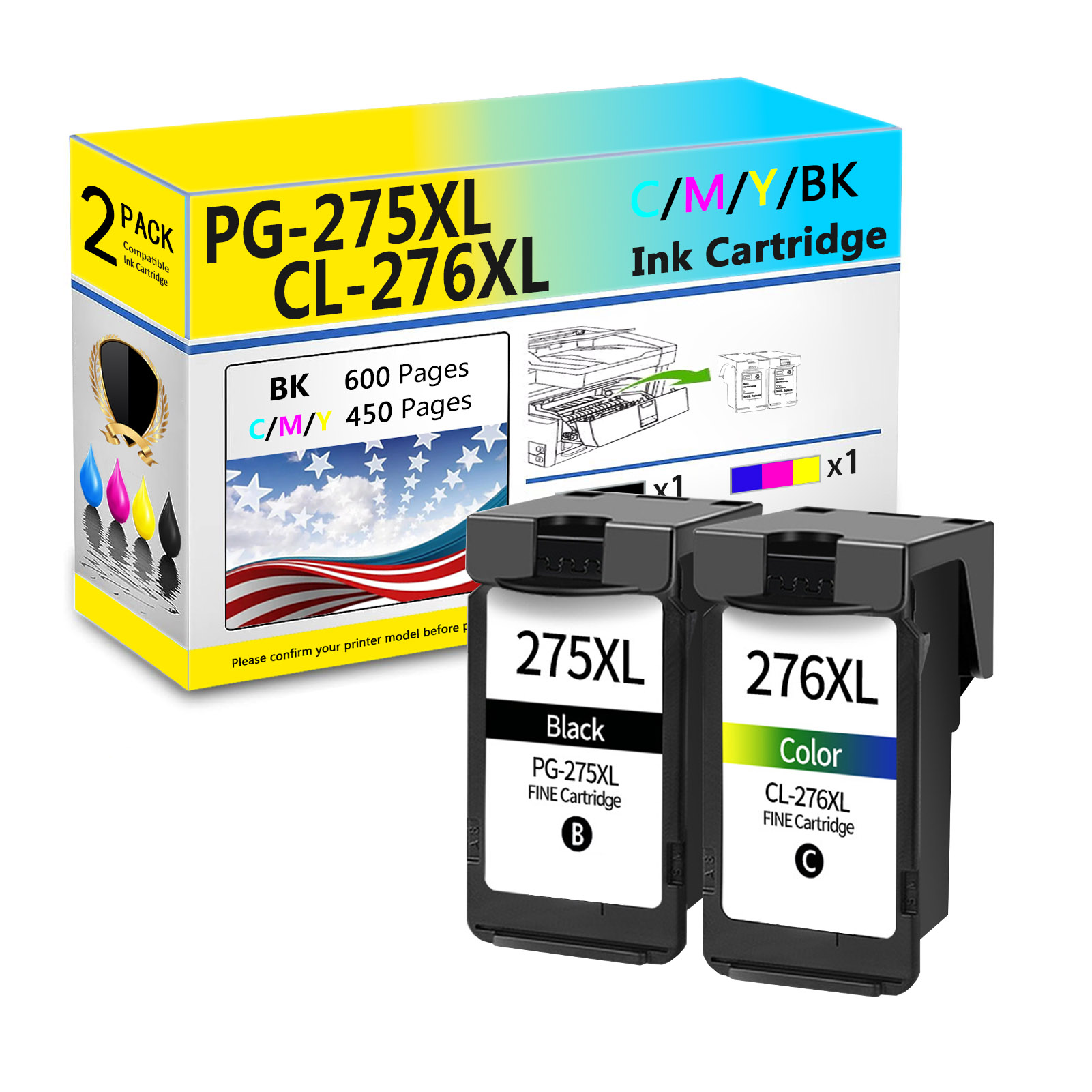 For Canon PG-275XL CL-276XL Ink Cartridge Work For Canon Pixma TS3500 TS3520 TS3522 TR4700 TR4720 TR4722 Printers-PrintsBoost
