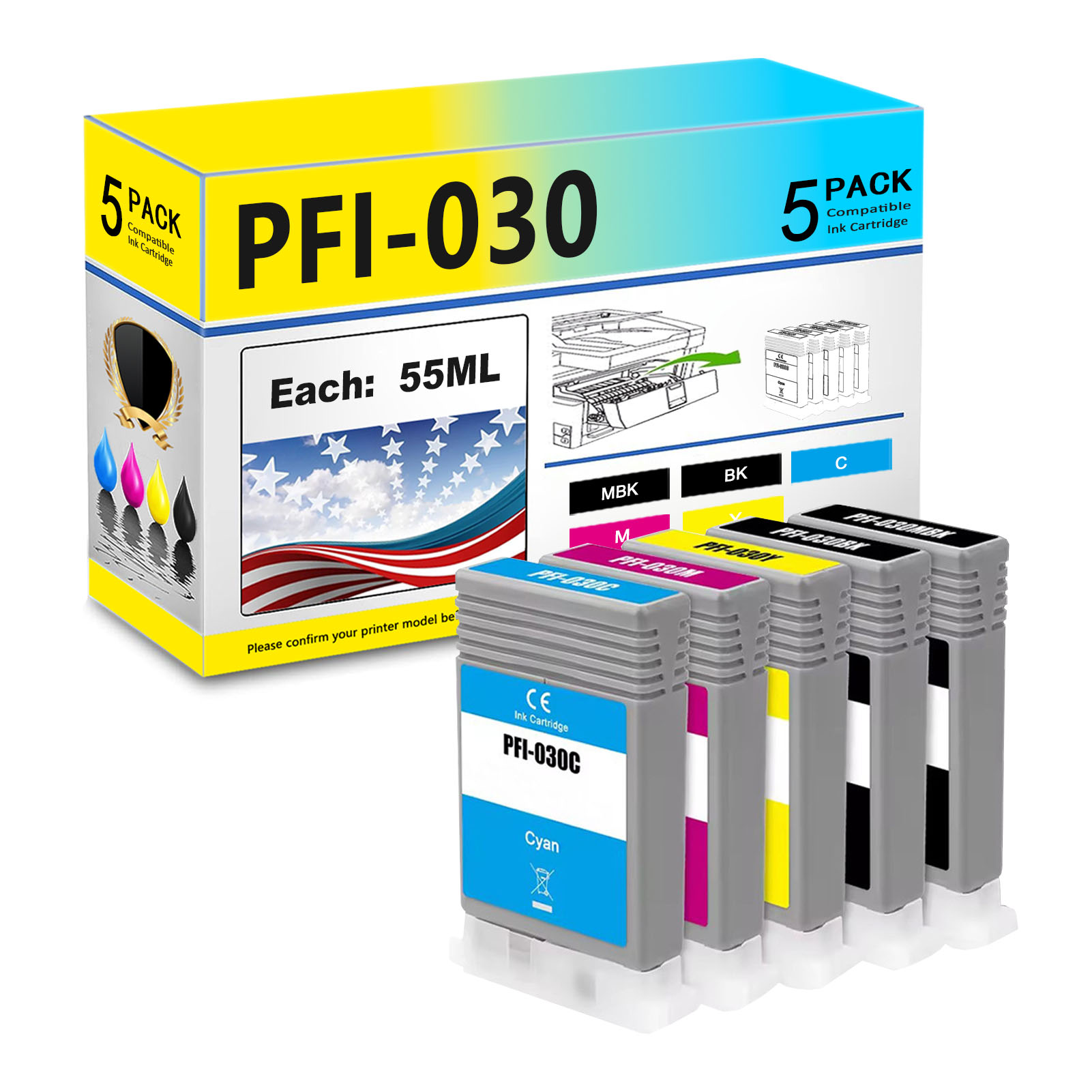 For Canon PFI-030 Ink Cartridge Work for Canon ImagePROGRAF TA-20 TA-30 Printers
