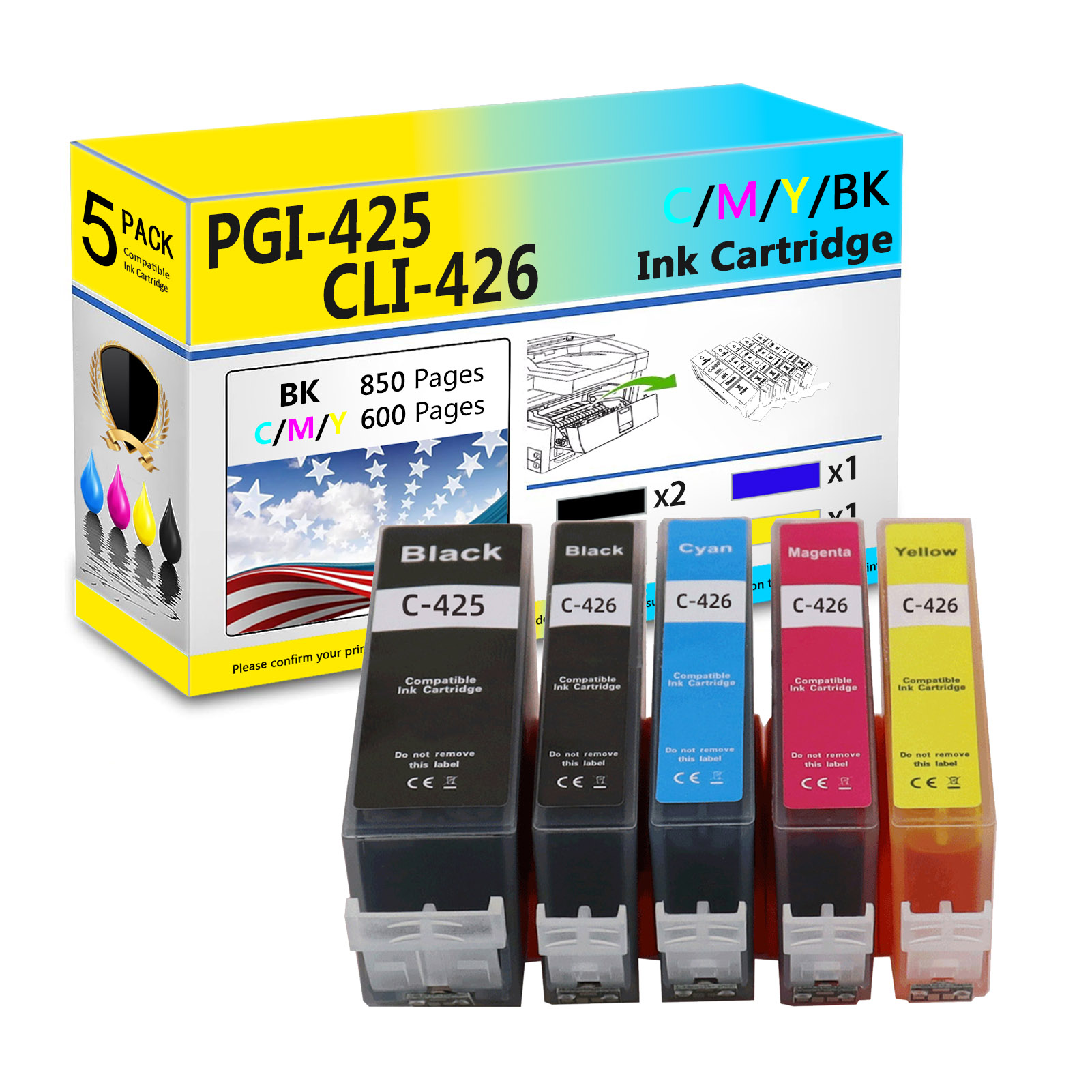For Canon PGI-425 CLI-426 Ink Cartridge Work For Canon PIXMA IP4840 IP4940 IX6540 MG5140 MG5240 MG5340 MG6140 MG6240 MG8140 Printers-PrintsBoost