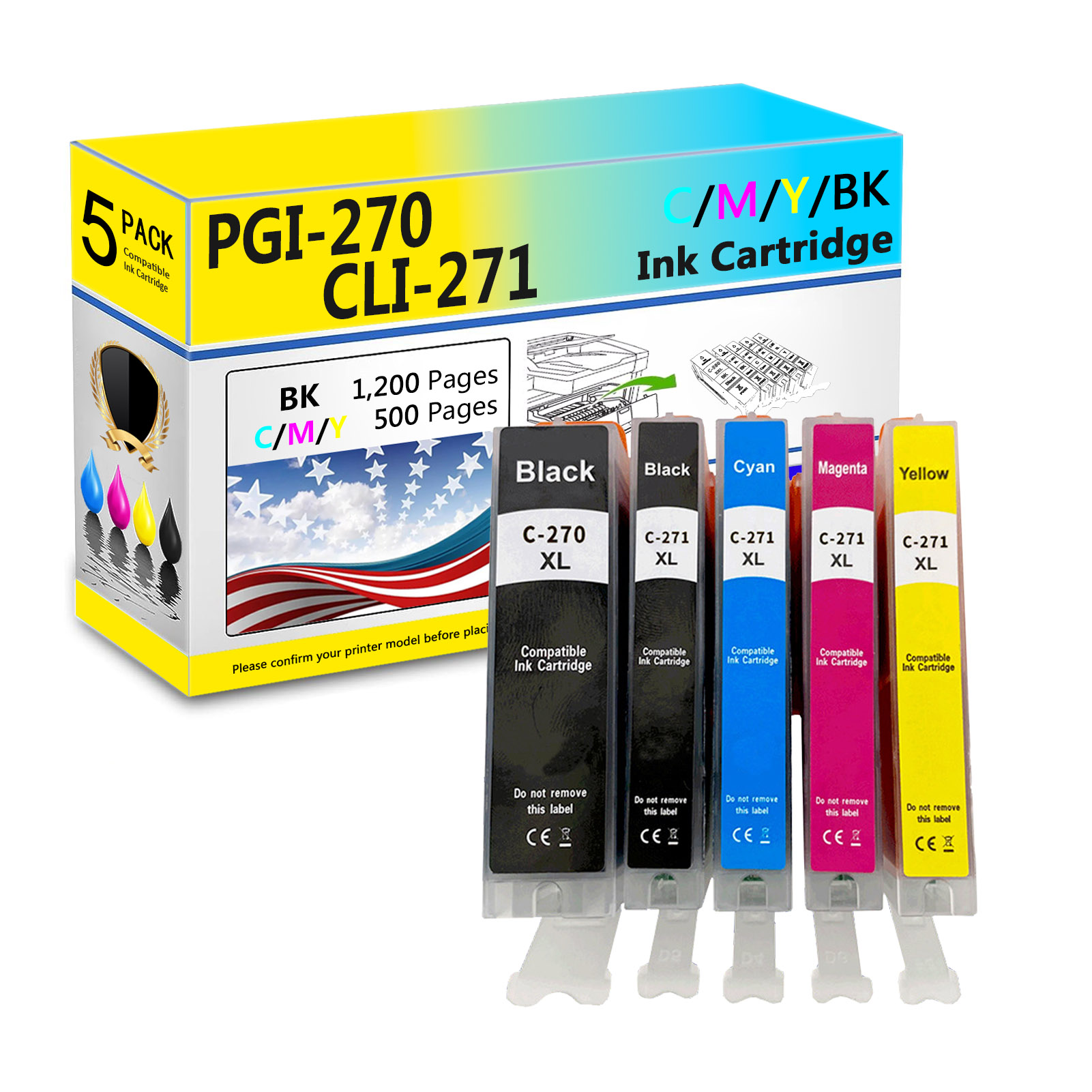 For Canon PGI-270XL CLI-271XL Ink Cartridge Work For Canon Pixma MG5720 MG5721 MG5722 MG6820 MG6821 MG6822 MG7720 TS5020 TS6020 TS8020 TS9020 Printers-PrintsBoost