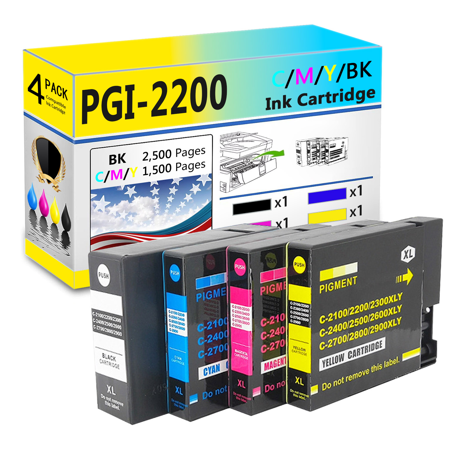 For Canon PGI-2200XL Ink Cartridge Work For Canon MAXIFY IB4020 IB4120 MB5020 MB5120 MB5320 MB5420 Printers-PrintsBoost