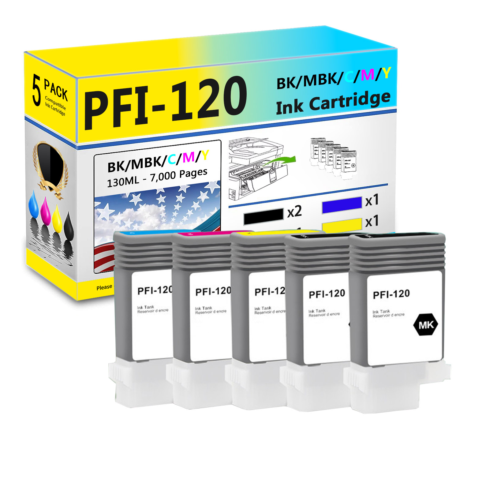 For Canon PFI-120 Ink Cartridge Work For Canon ImagePROGRAF TM-200 TM-205 TM-300 TM-305 Printers