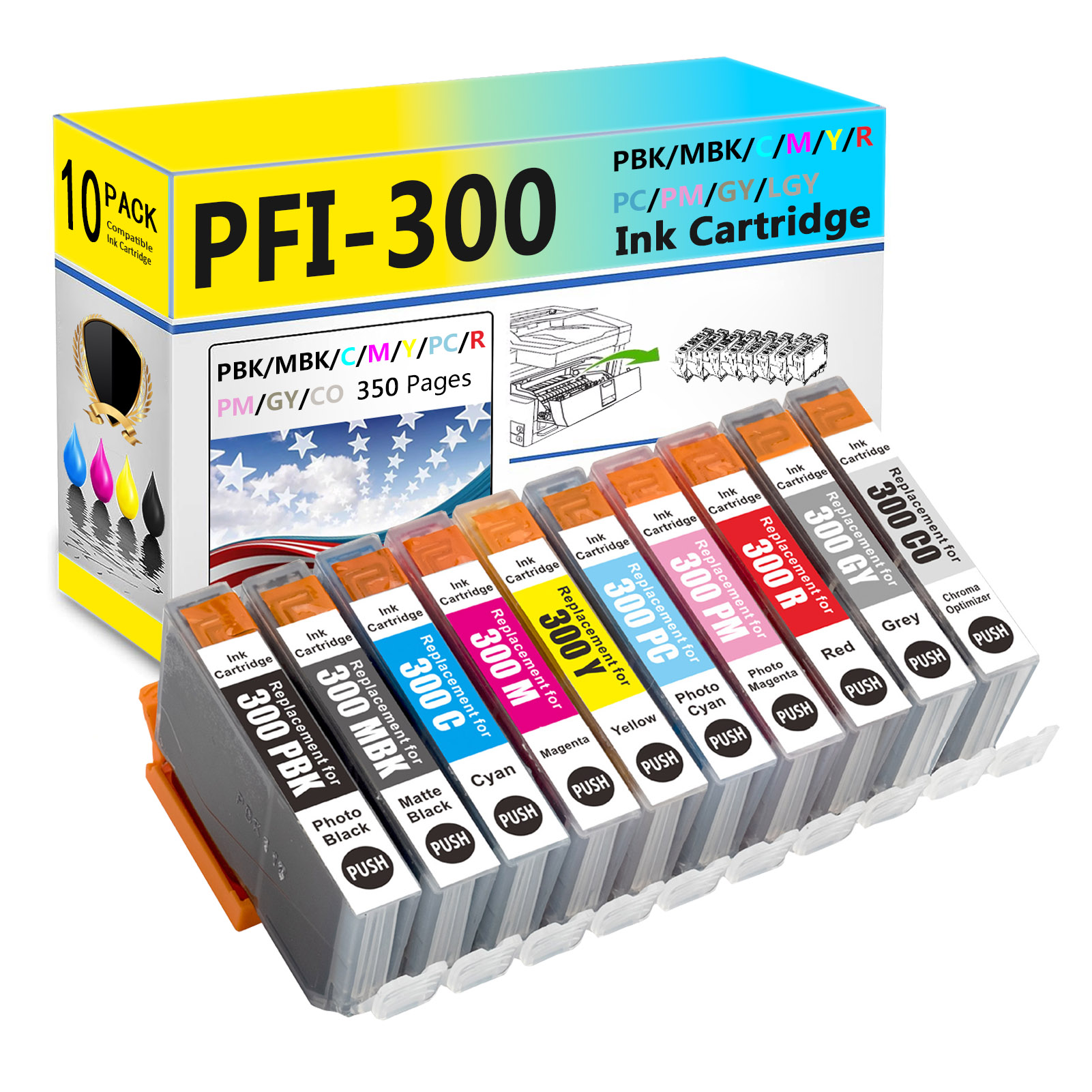 For Canon PFI-300 Ink Cartridge Work For Canon ImagePROGRAF Pro 300 Printer