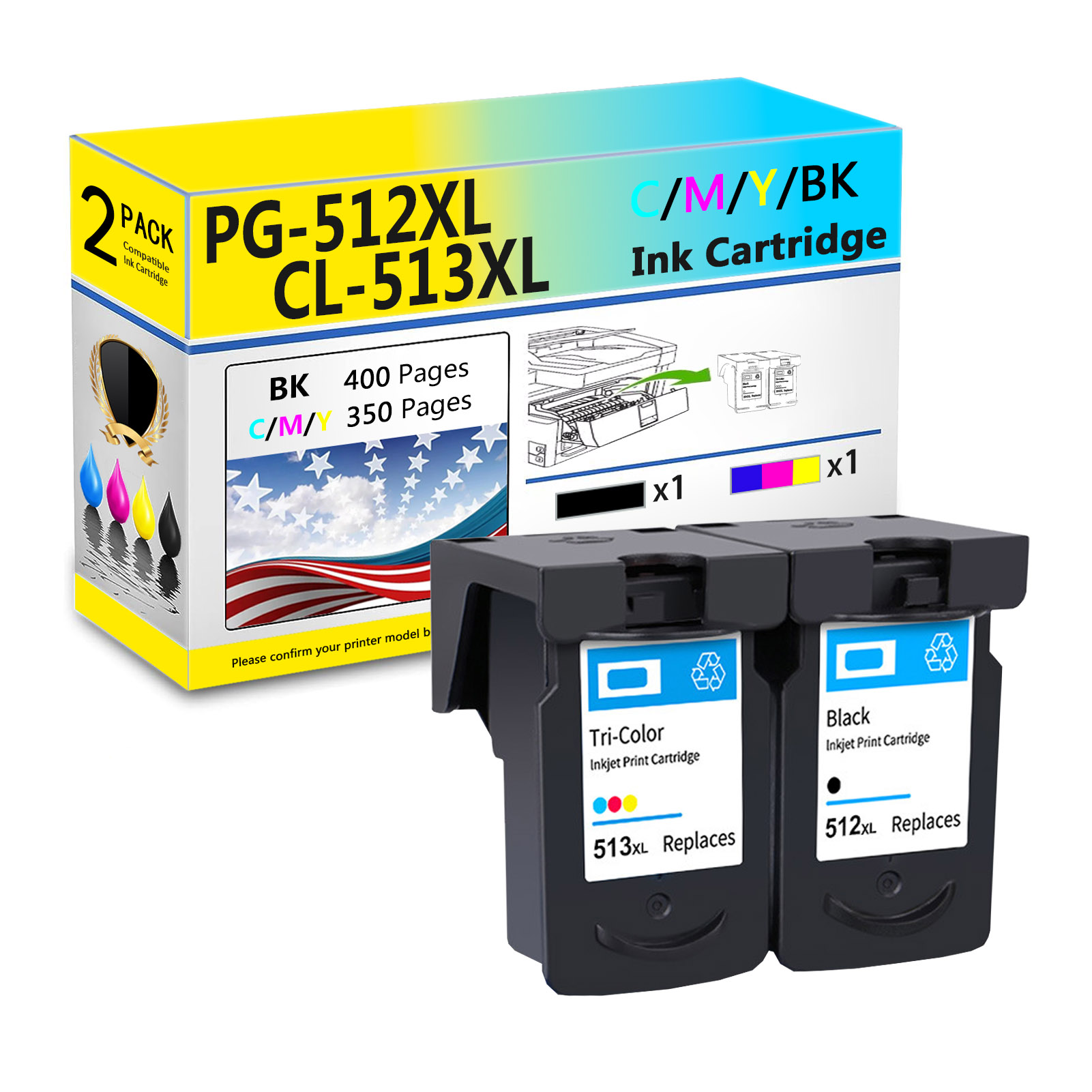 For Canon PG-512XL CL-513XL Ink Cartridge Work For Canon Pixma MP230 MP235 MP240 MP250 MP252 MP260 MP270 MP272 MP280 MP282 Printers-PrintsBoost