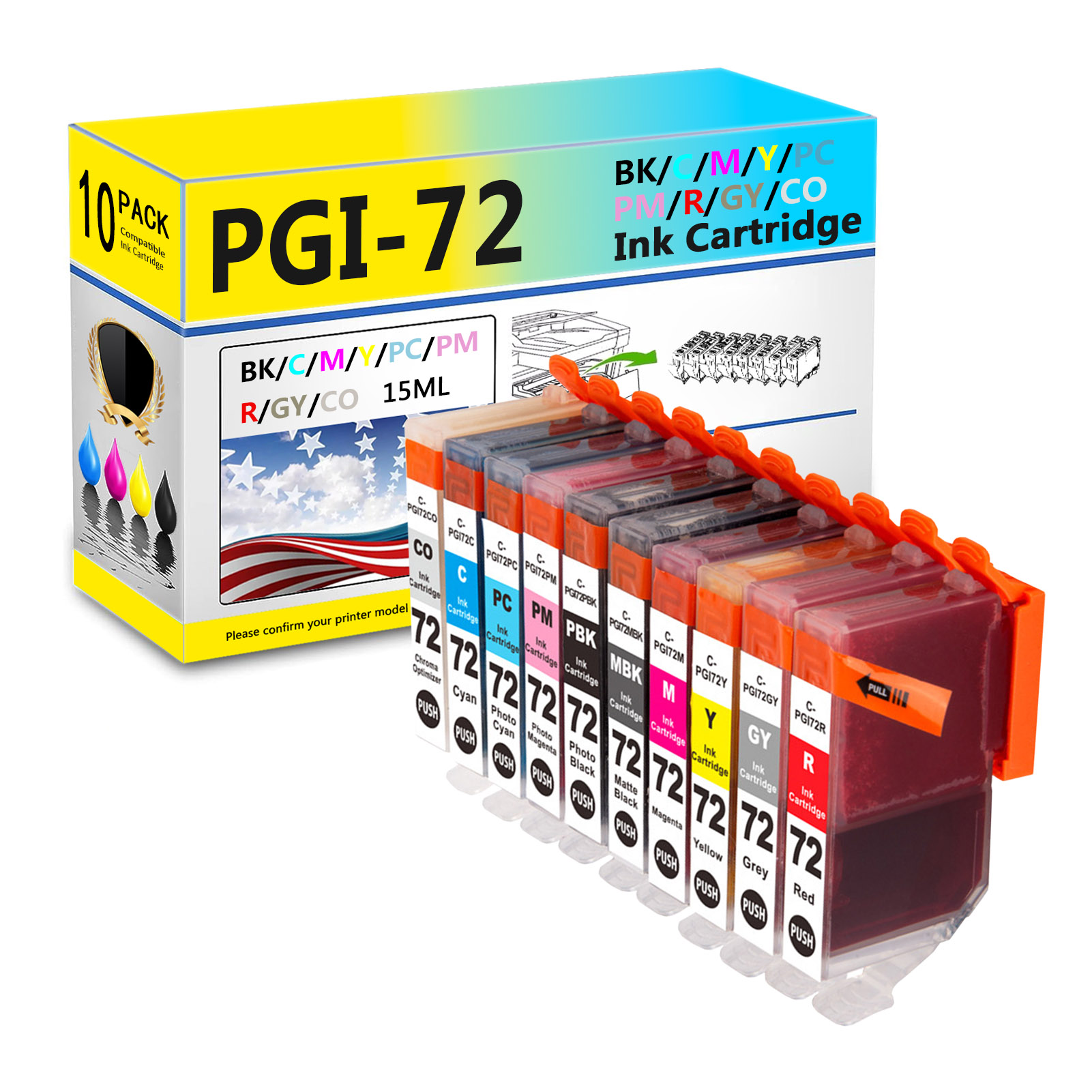 For Canon PGI-72 Ink Cartridge Work For Canon Pixma Pro-10 Printer