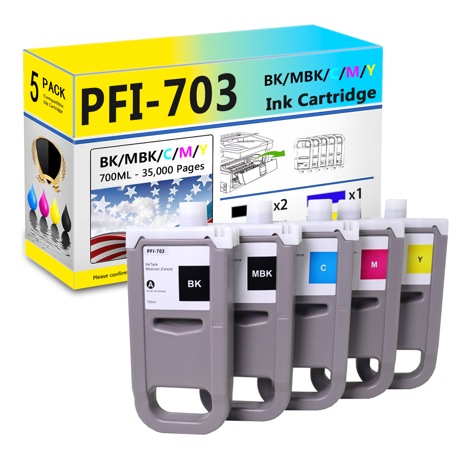 For Canon PFI-703 Ink Cartridge Work For Canon ImagePROGRAF IPF810 IPF815 IPF820 IPF825 Printers