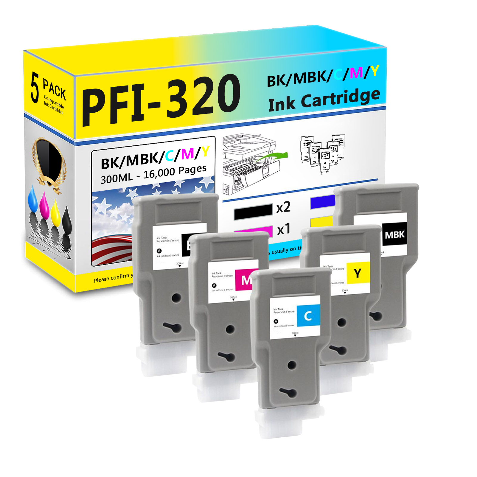 For Canon PFI-320 Ink Cartridge Work For Canon ImagePROGRAF TM-200 TM-205 TM-300 TM-305 Printers