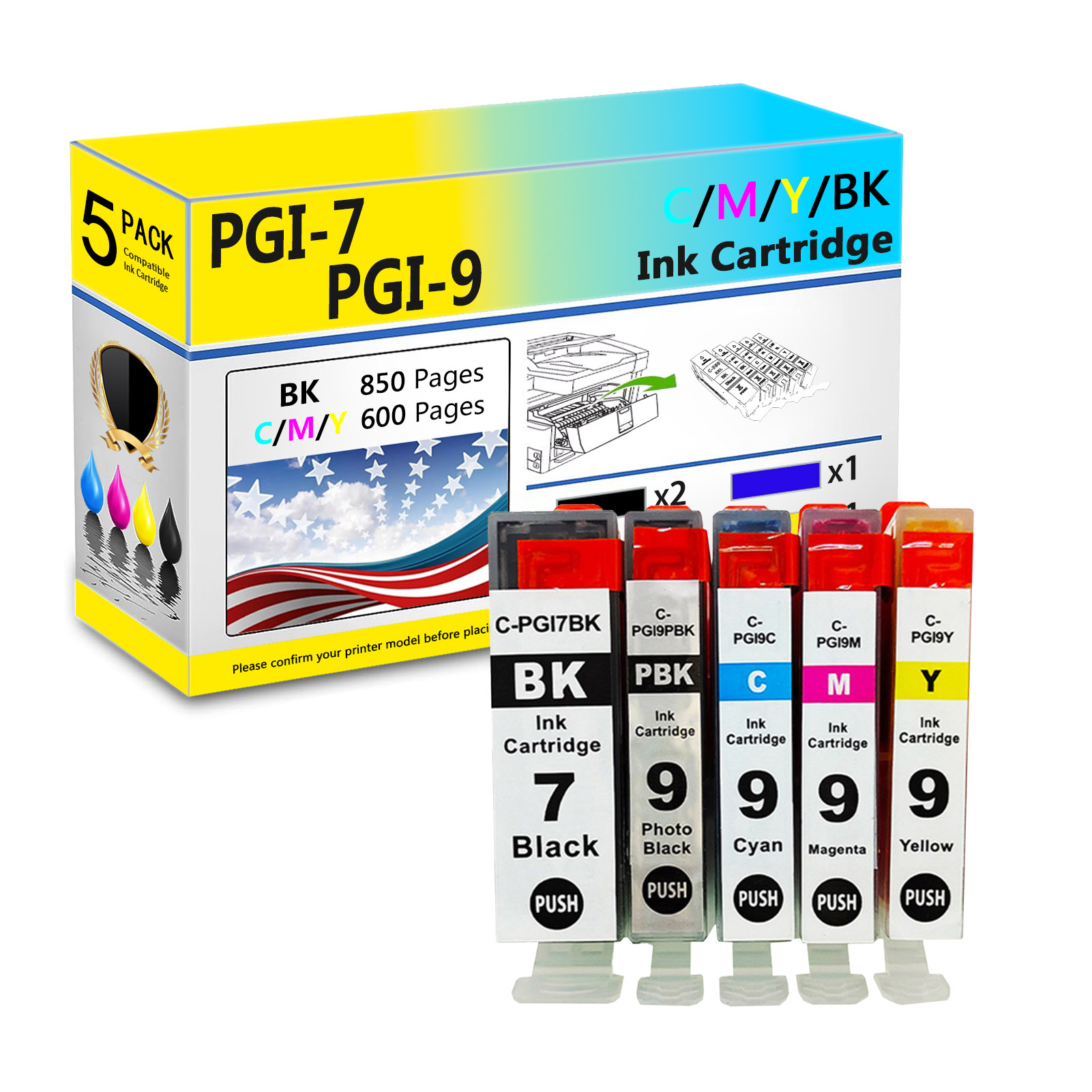 For Canon PGI-7 PGI-9 Ink Cartridge Work For Canon Pixma MX7600 IX7000 PRO9500 Printers