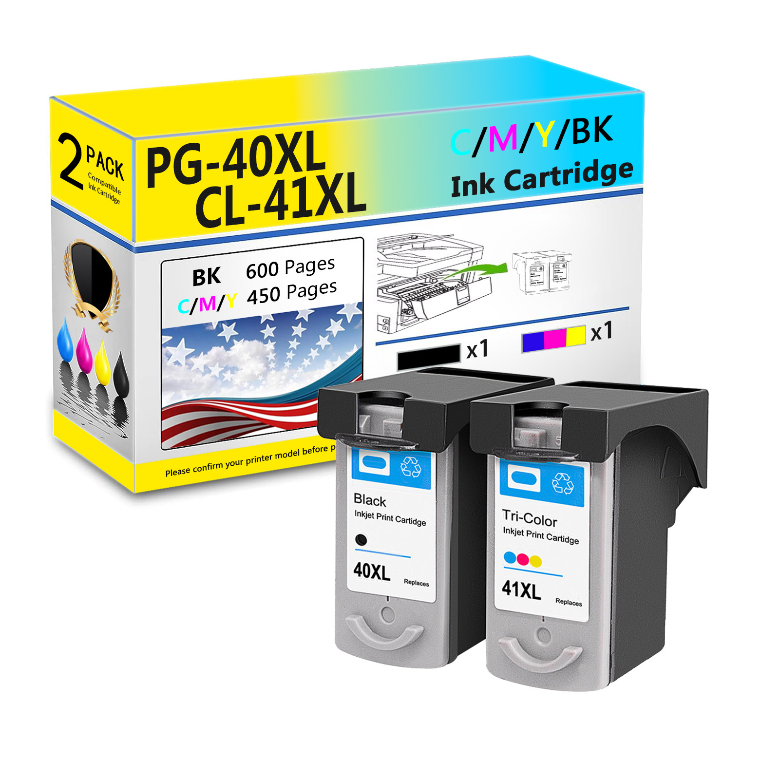For Canon PG-40XL CL-41XL Ink Cartridge Work For Canon Pixma IP1600 IP1700 IP1800 IP2600 MP140 MP150 MP151 MP160 MP170 MP180 Printers-PrintsBoost
