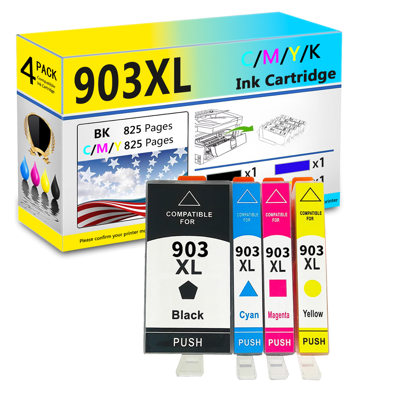 For HP 903XL Ink Cartridge Work For HP OfficeJet 6950 6960 6961 6963 6964 6965 6966 6968 6970 6971 6974 6975 6976 6978 6979 Printers-PrintsBoost