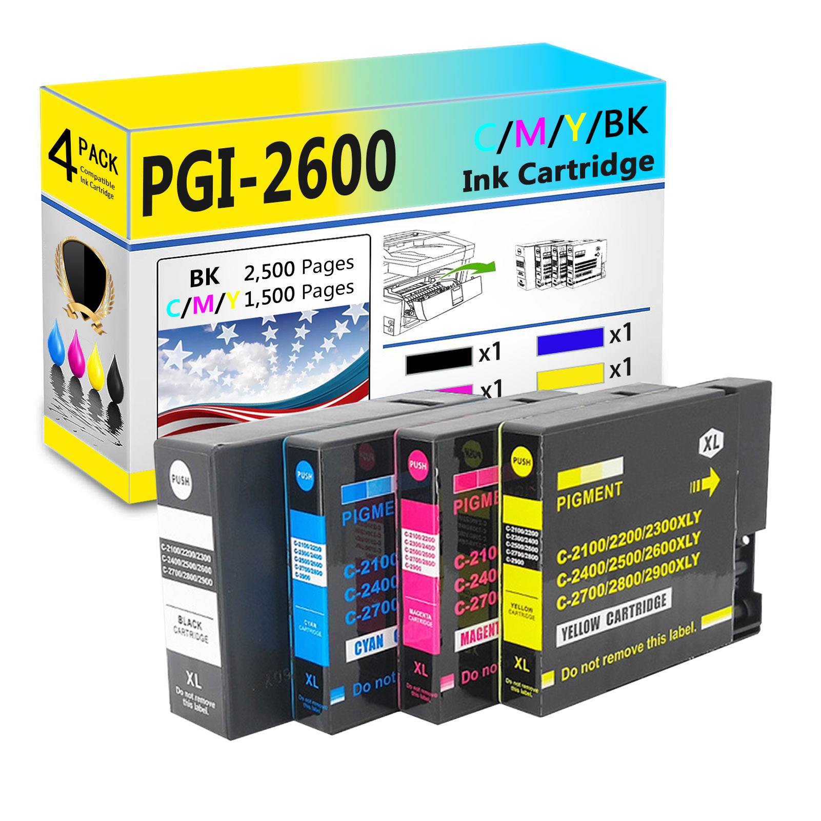 For Canon PGI-2600XL Ink Cartridge Work For Canon MAXIFY IB4060 MB5060 MB5160 MB5360 MB5460 Printers