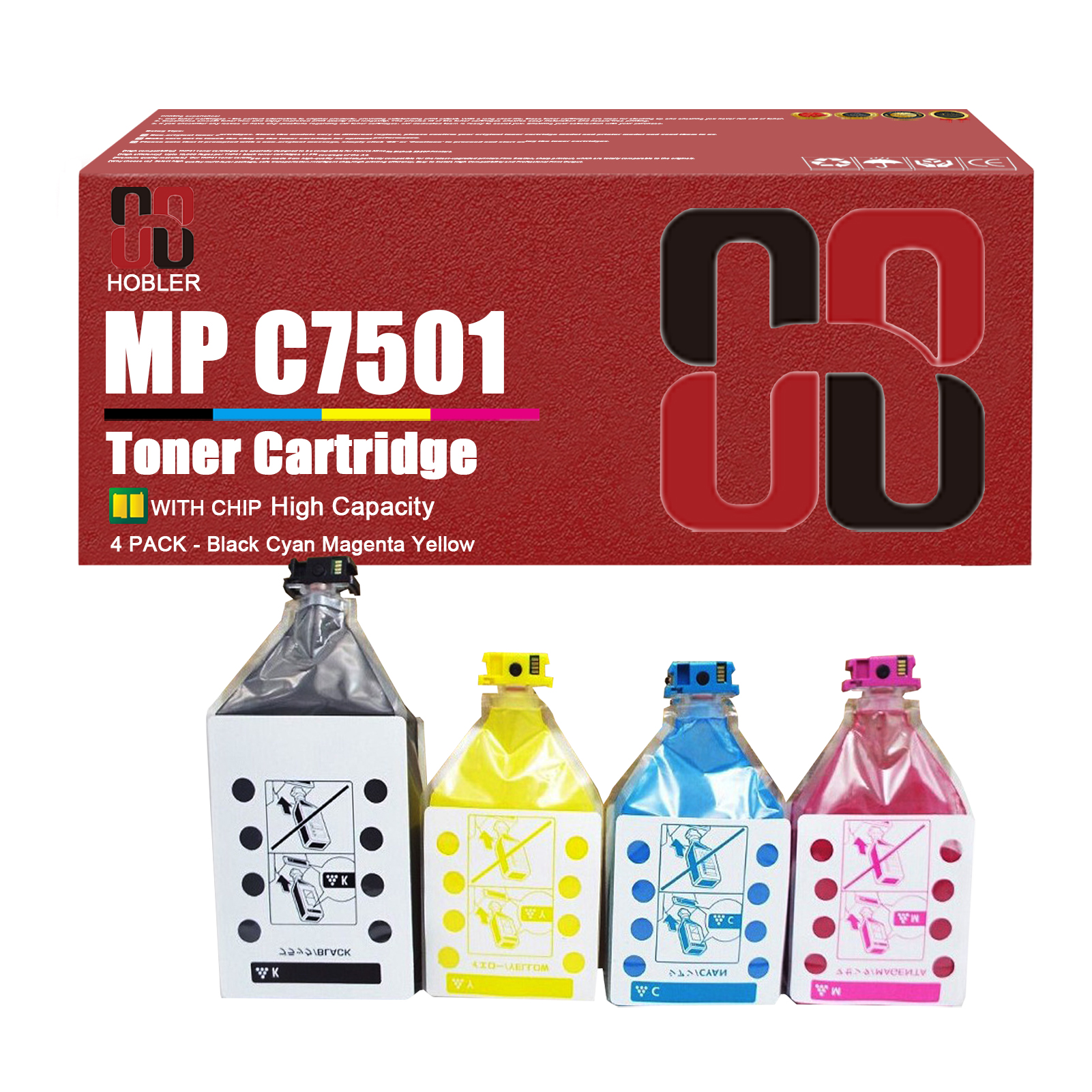 For Ricoh 841357 841358 841359 841360 Toner Cartridge Work for Ricoh MP C7501 C6501 LD375C LD365C C9075 C9065 Printers