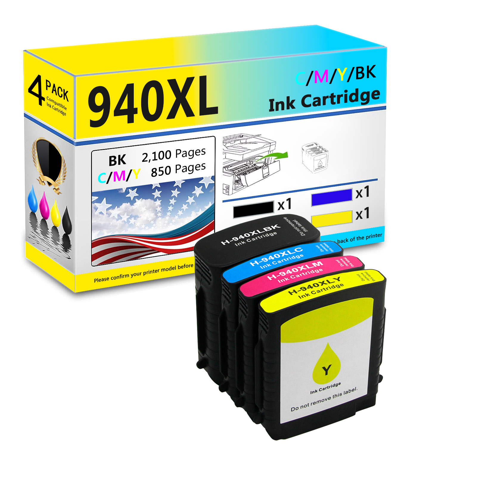 For HP 940XL Ink Cartridge Work For HP OfficeJet Pro 8000 8500 8500A 8500A Plus Printers