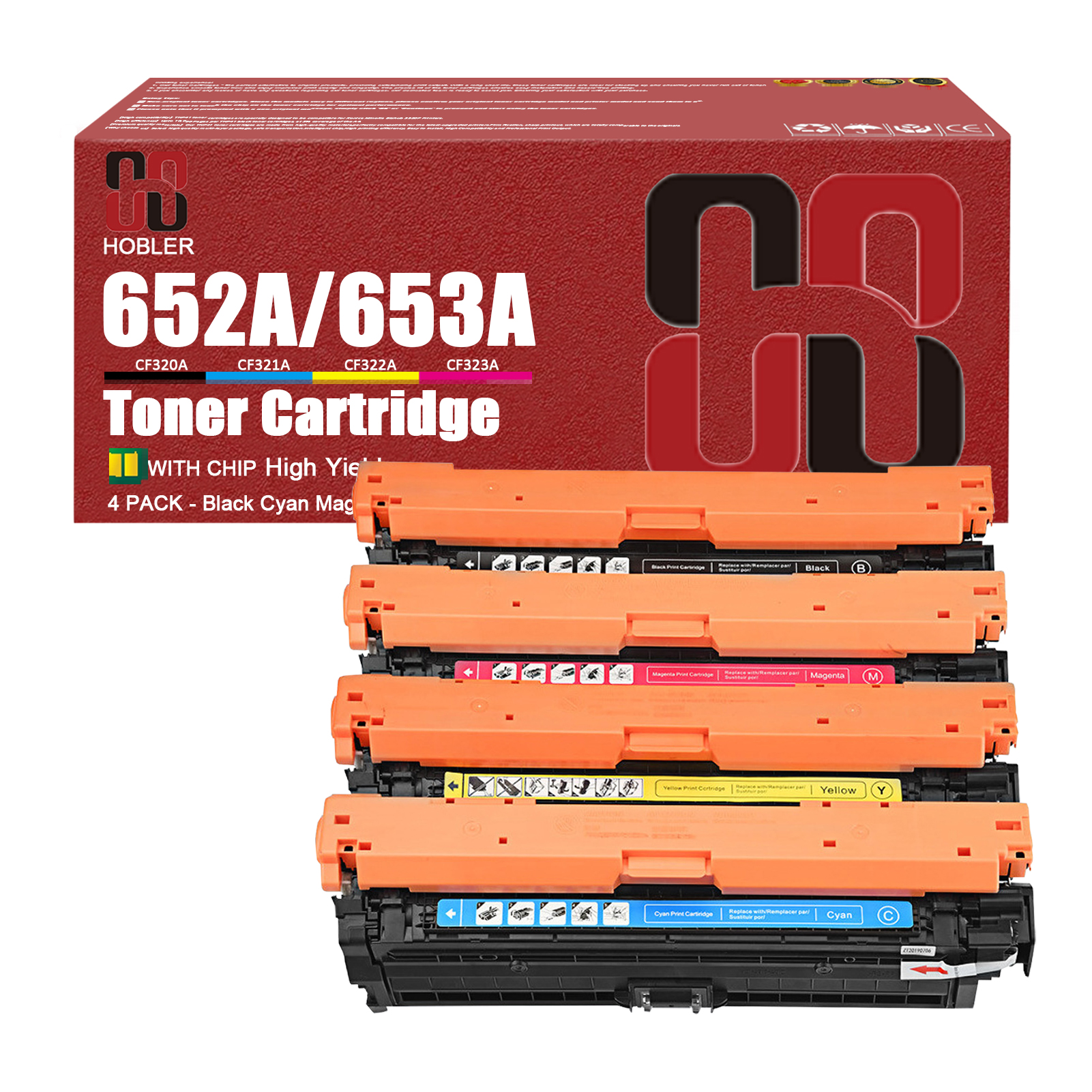For HP 652A CF320A 653A CF321A CF323A CF322A Toner Cartridge Work for HP Color LaserJet Enterprise M651n M651dn M651xh Flow MFP M680z M680dn M680f Printers