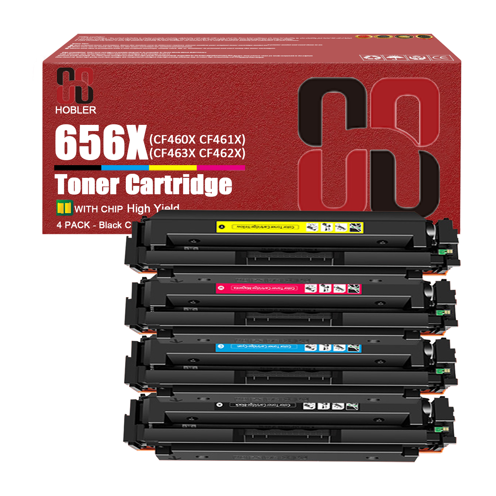 For HP 656X CF460X CF461X CF463X CF462X Toner Cartridge Work for HP Color LaserJet Enterprise M652n M652dn M653dn M653x Printers