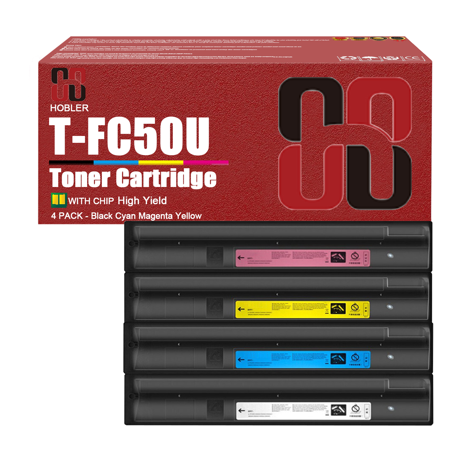 For Toshiba T-FC50U-K T-FC50U-C T-FC50U-M T-FC50U-Y Toner Cartridge Work for Toshiba E-Studio 2555C 3055C 3555C 4555C Printers-PrintsBoost