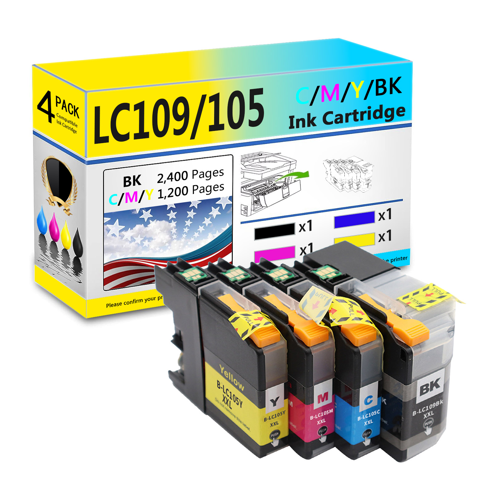 For Brother LC109XXL LC105XXL Ink Cartridge Work For Brother MFC-J6520DW MFC-J6720DW MFC-J6920DW Printers-PrintsBoost
