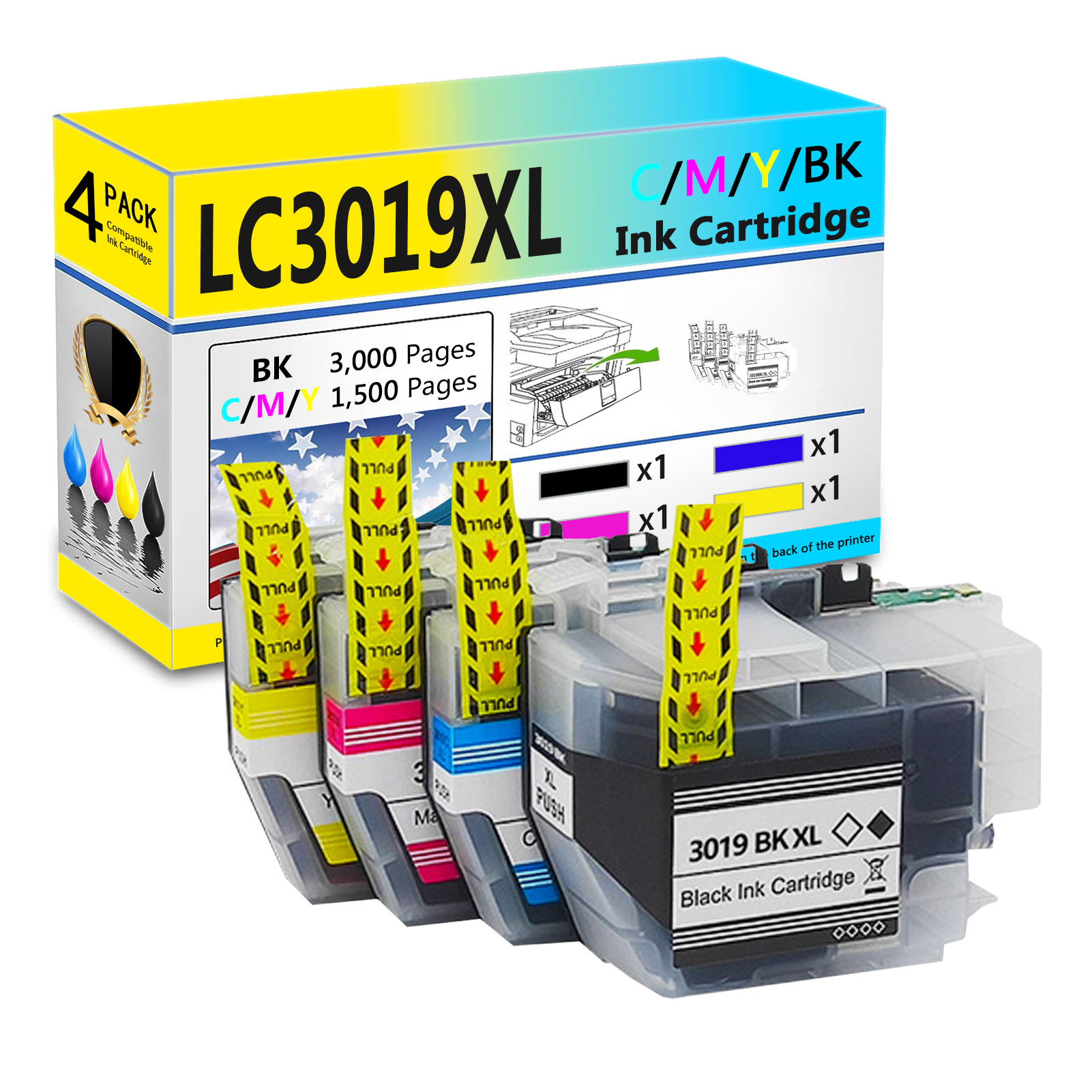 For Brother LC3019XXL Ink Cartridge Work For Brother MFC-J5830DW MFC-J5830DWXL MFC-J5930DW MFC-J6535DW MFC-J6535DWXL MFC-J6935DW Printers-PrintsBoost