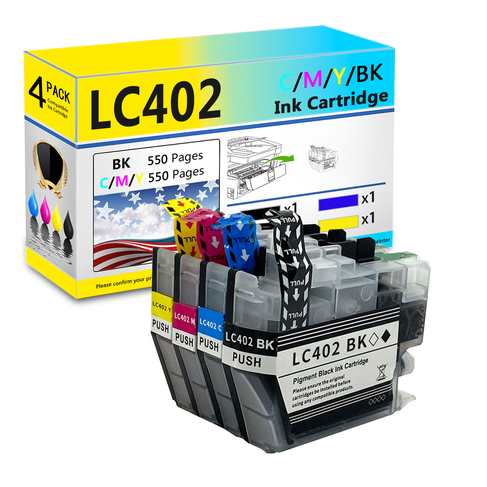 For Brother LC402 Ink Cartridge Work For Brother MFC-J5340DW MFC-J6740DW MFC-J6540DW MFC-J6940DW Printers-PrintsBoost
