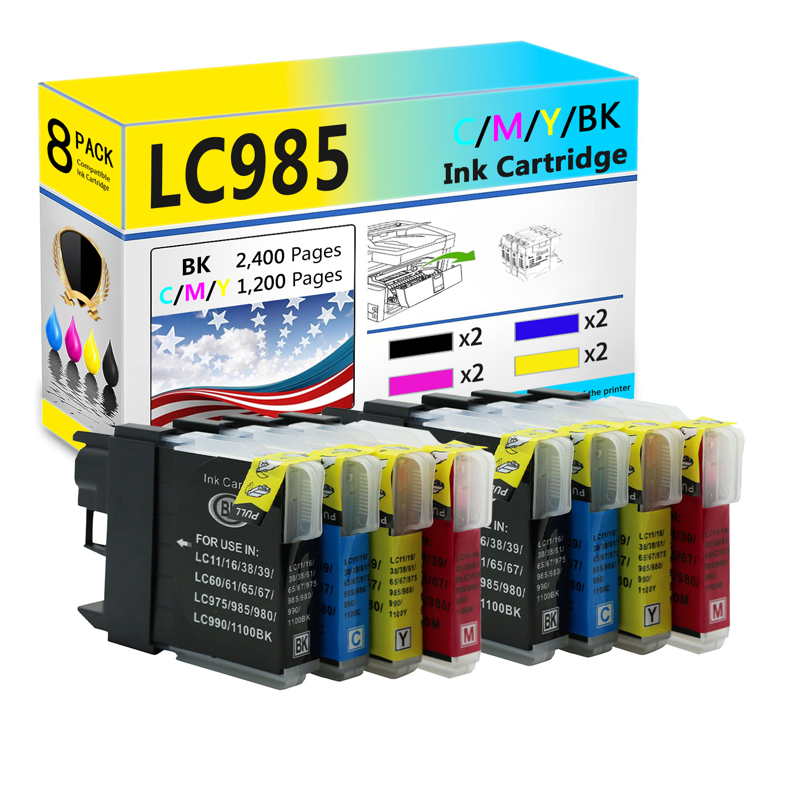 For Brother LC985 LC39 LC975 Ink Cartridge Work For Brother DCP-J125 DCP-J315W DCP-J515W MFC-J265W MFC-J410 MFC-J415W MFC-J220 Printers-PrintsBoost