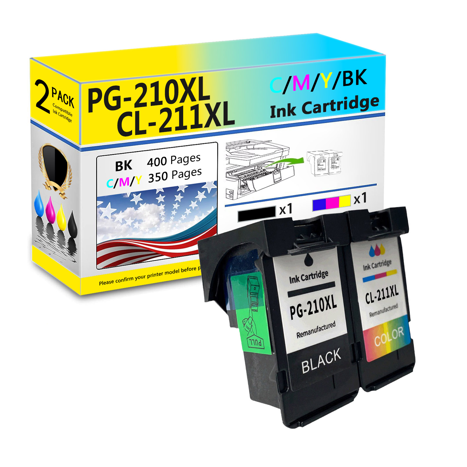 For Canon PG-210XL CL-211XL Ink Cartridge Work For Canon PIXMA MP240 MP250 MP258 MP270 MP280 MP282 MP480 MP490 MP495 MX320 MX330 MX340 MX350 MX360 MX410 Printers-PrintsBoost