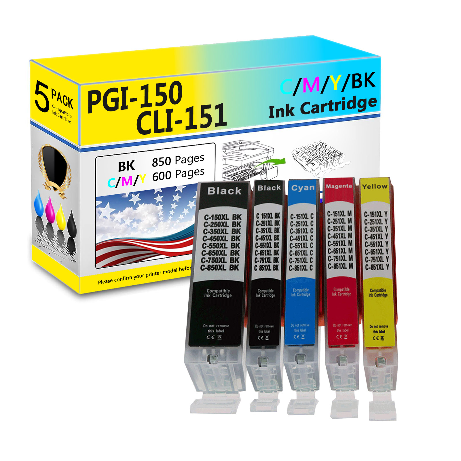 For Canon PGI-150XL CLI-151XL Ink Cartridge Work For Canon Pixma MG5410 MG5510 MG5610 MG6310 MG6410 MG6610 MG7110 MG7510 IP7210 IP8710 MX721 MX921 IX6810 Printers-PrintsBoost