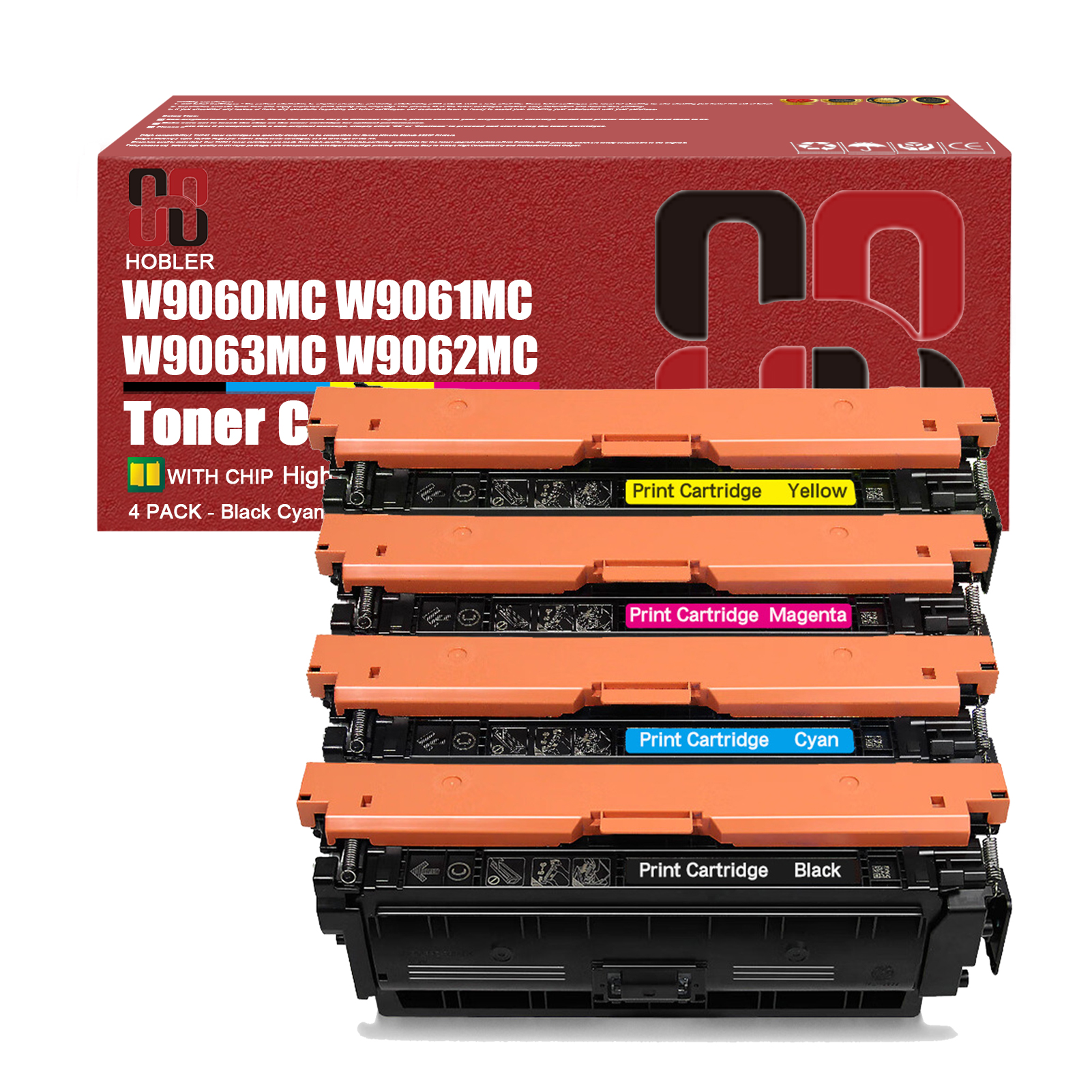 For HP W9060MC W9061MC W9063MC W9062MC Toner Cartridges Work for HP Color LaserJet Managed E55040dw E57540dn E57540c Printers-PrintsBoost