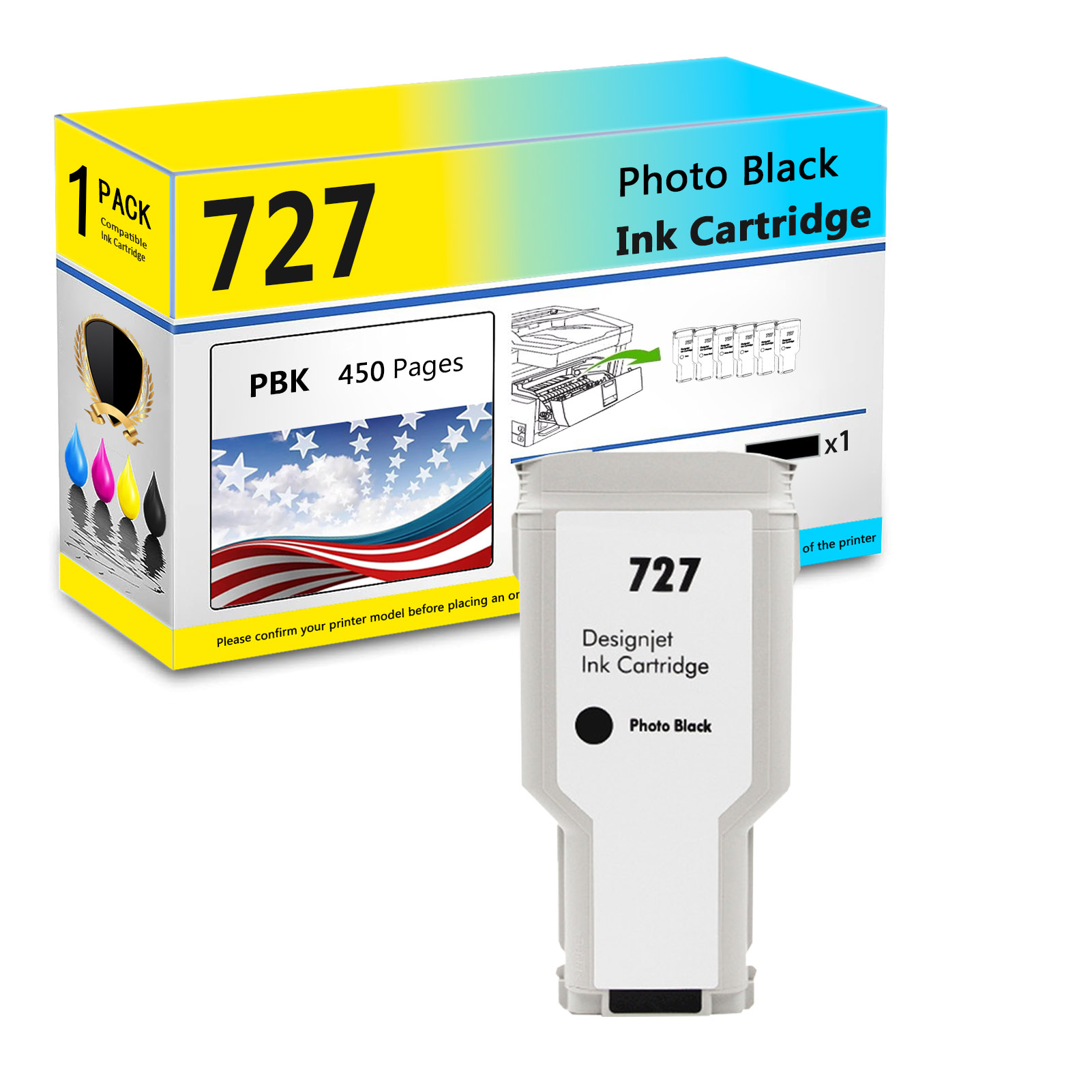 For HP 727 Ink Cartridge Work For HP DesignJet T920 T930 T1500 T1530 T2500 T2530 Plotters