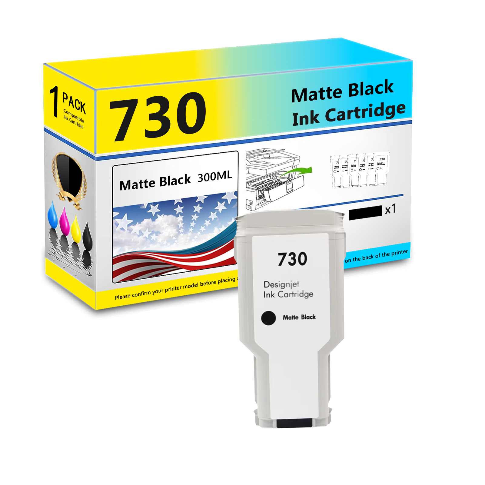 For HP 730 P2V68A P2V69A P2V70A P2V71A P2V72A P2V73A Ink Cartridge Work For HP DesignJet T1600 T1700 T2600 Printers-PrintsBoost