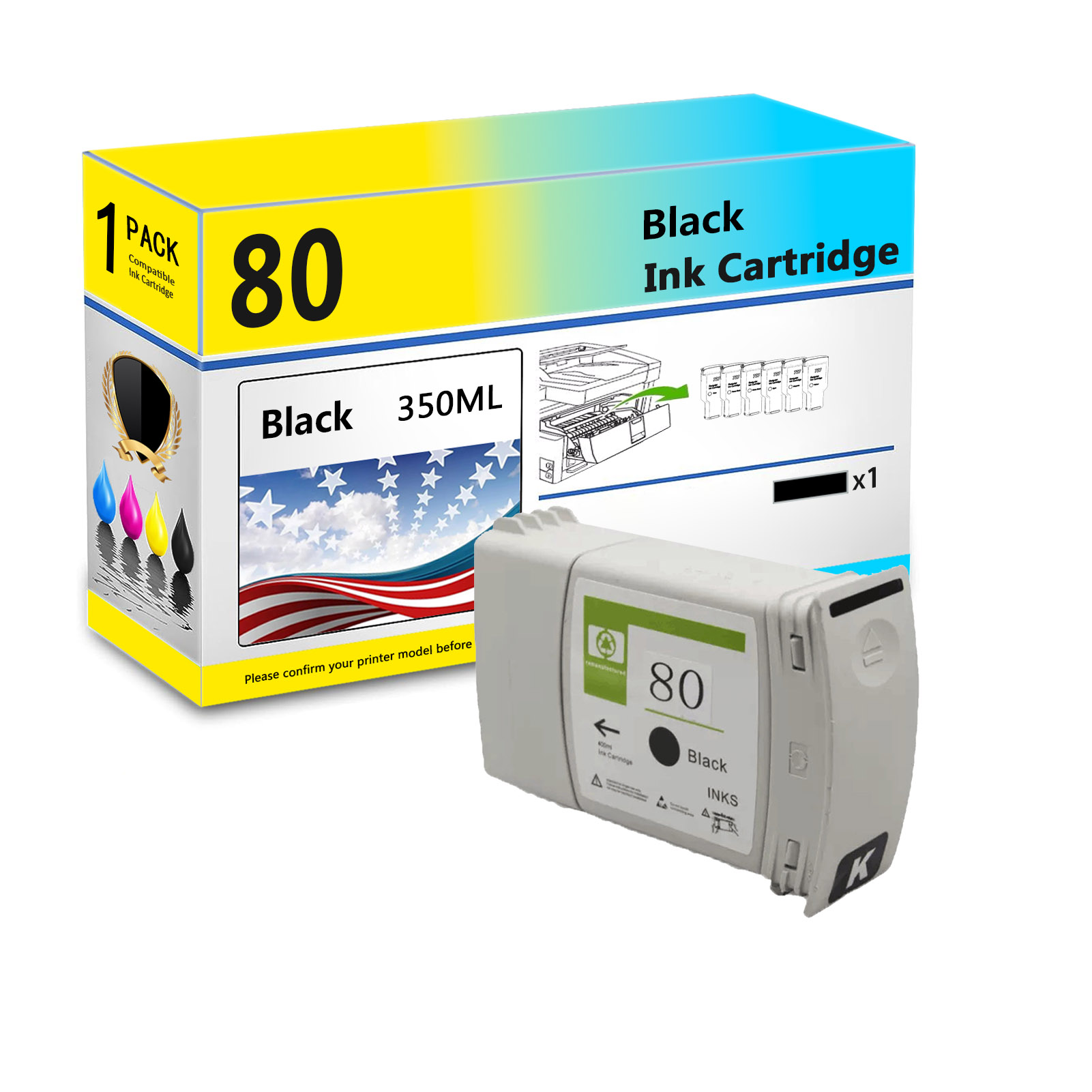 For HP 80 C4871A C4846A C4847A C4848A Ink Cartridge Work For HP DesignJet 1050C 1050C 1055CM 1055CM Printers-PrintsBoost