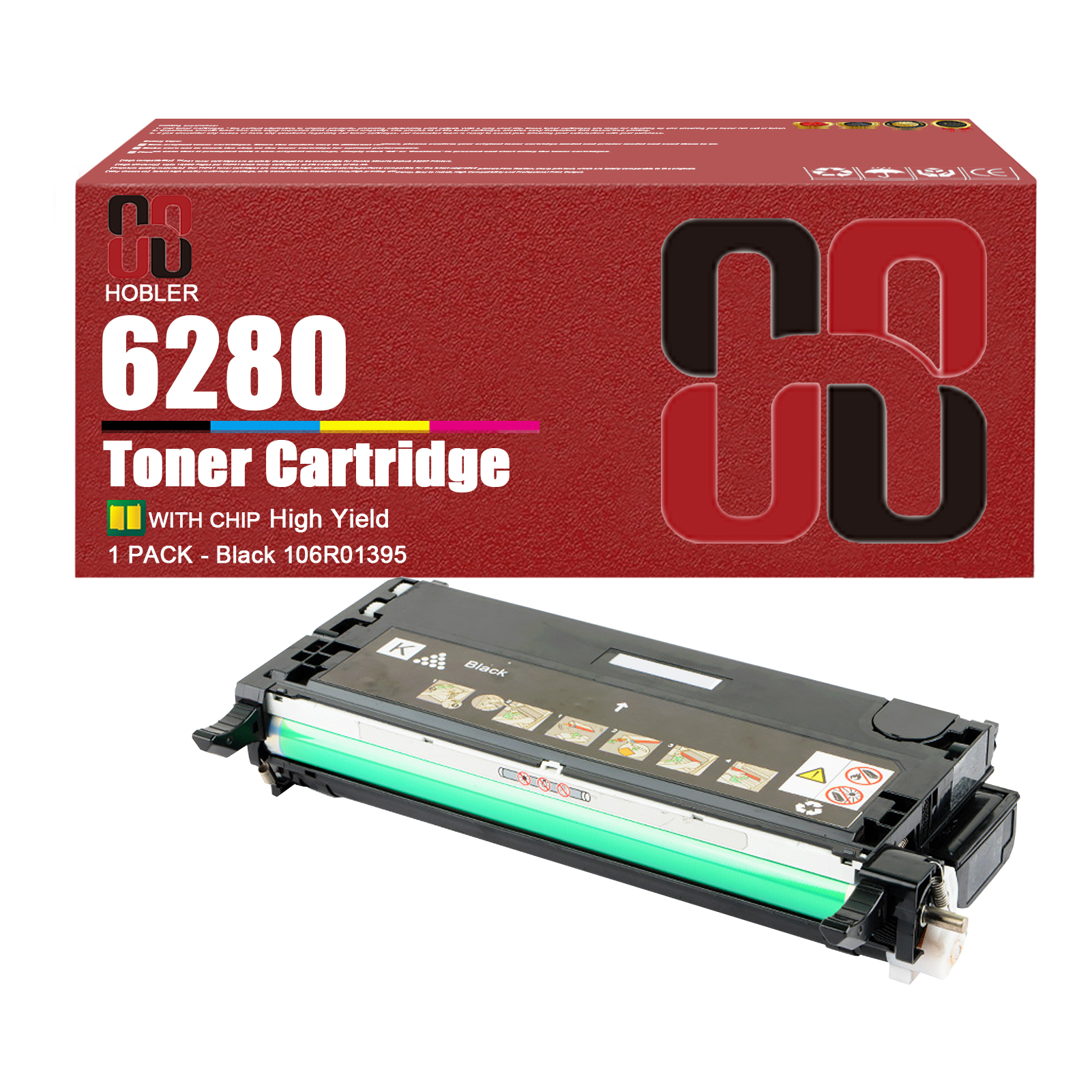 For Xerox 106R01395 106R01392 106R01393 106R01394 Toner Cartridge Work for Xerox Phaser 6280 6280N 6280DN Printers, Black │106R01395, Cyan │106R01392, Magenta │106R01393, Yellow │106R01394-PrintsBoost