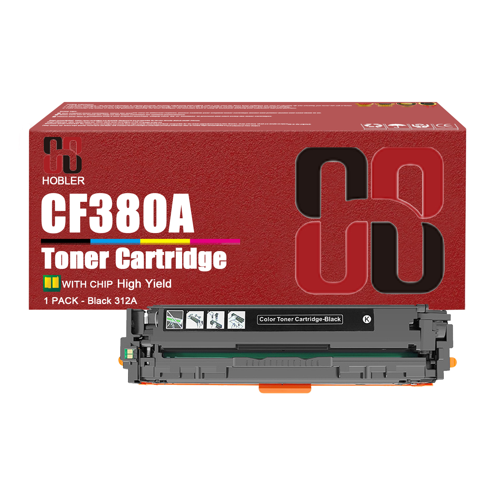 For HP 312A CF380A CF381A CF383A CF382A Toner cartridge Work for HP Laserjet Pro MFP M476dn M476dw M476nw Printers, Black │CF380A, Cyan │CF381A, Magenta │CF383A, Yellow │CF382A-PrintsBoost