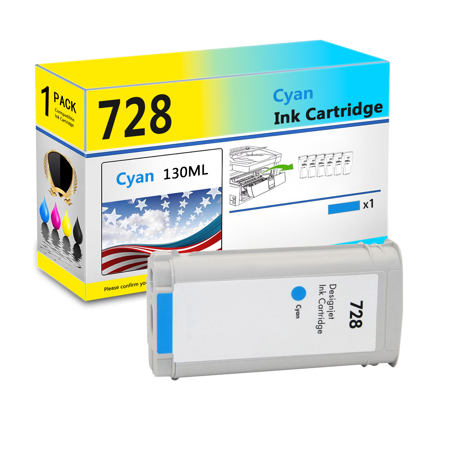  For HP 728 Ink Cartridge Work For Designjet T830 T730 Plotters