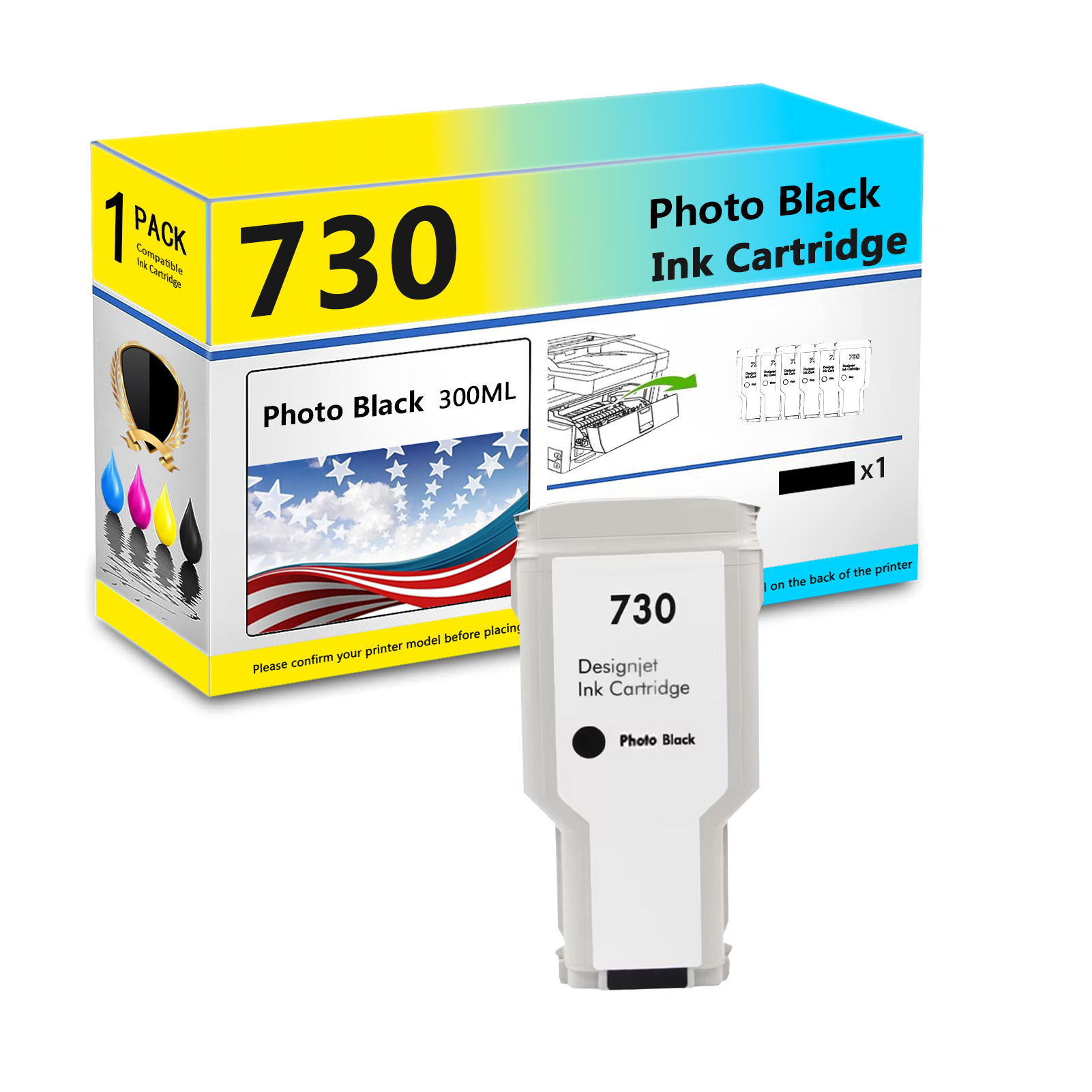 For HP 730 P2V68A P2V69A P2V70A P2V71A P2V72A P2V73A Ink Cartridge Work For HP DesignJet T1600 T1700 T2600 Printers-PrintsBoost