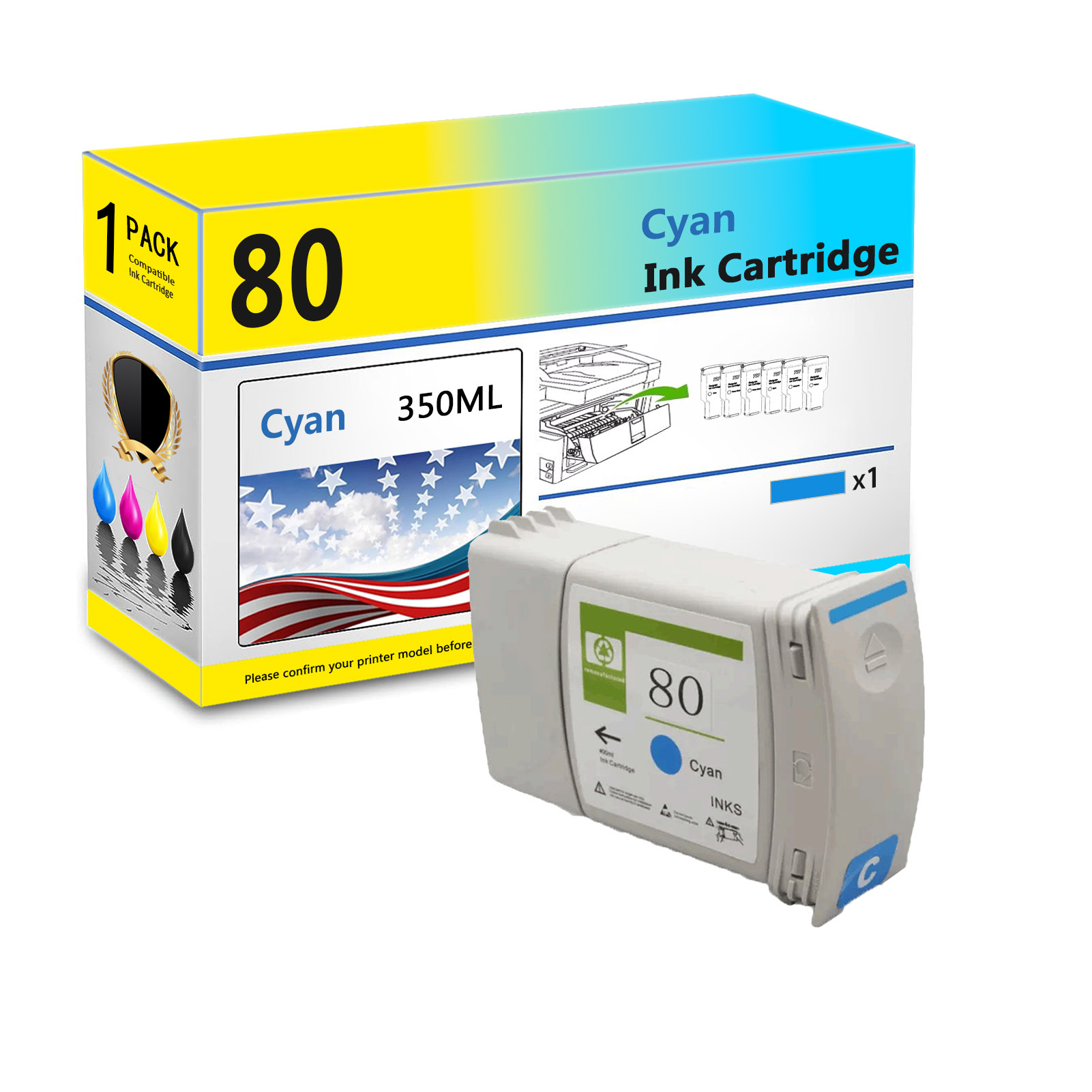 For HP 80 C4871A C4846A C4847A C4848A Ink Cartridge Work For HP DesignJet 1050C 1050C 1055CM 1055CM Printers-PrintsBoost