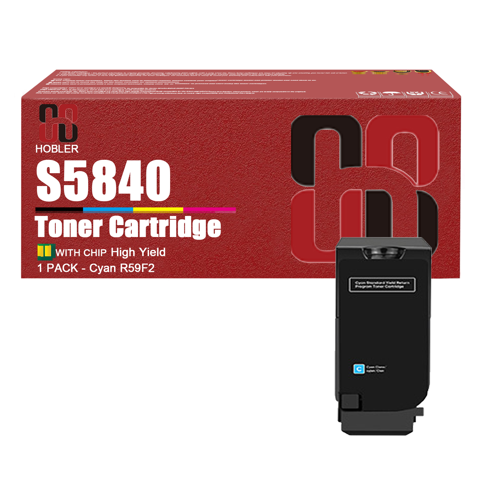 For Dell S5840 Toner Cartridge Work for Dell S5840dn S5840cdn Printers,  Black │JDCTN, Cyan │R59F2, Magenta │K83JD, Yellow │KT71F-PrintsBoost