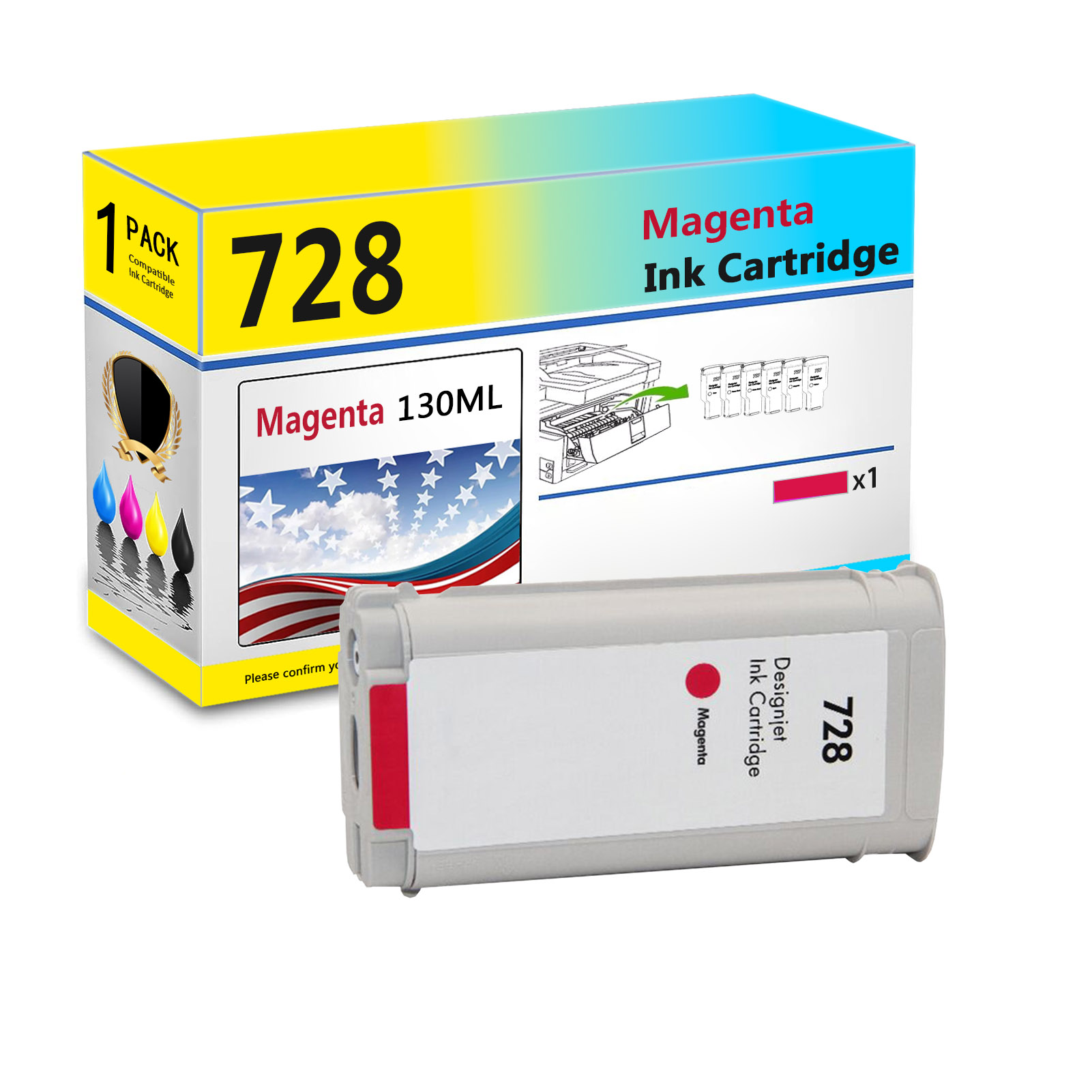  For HP 728 Ink Cartridge Work For Designjet T830 T730 Plotters