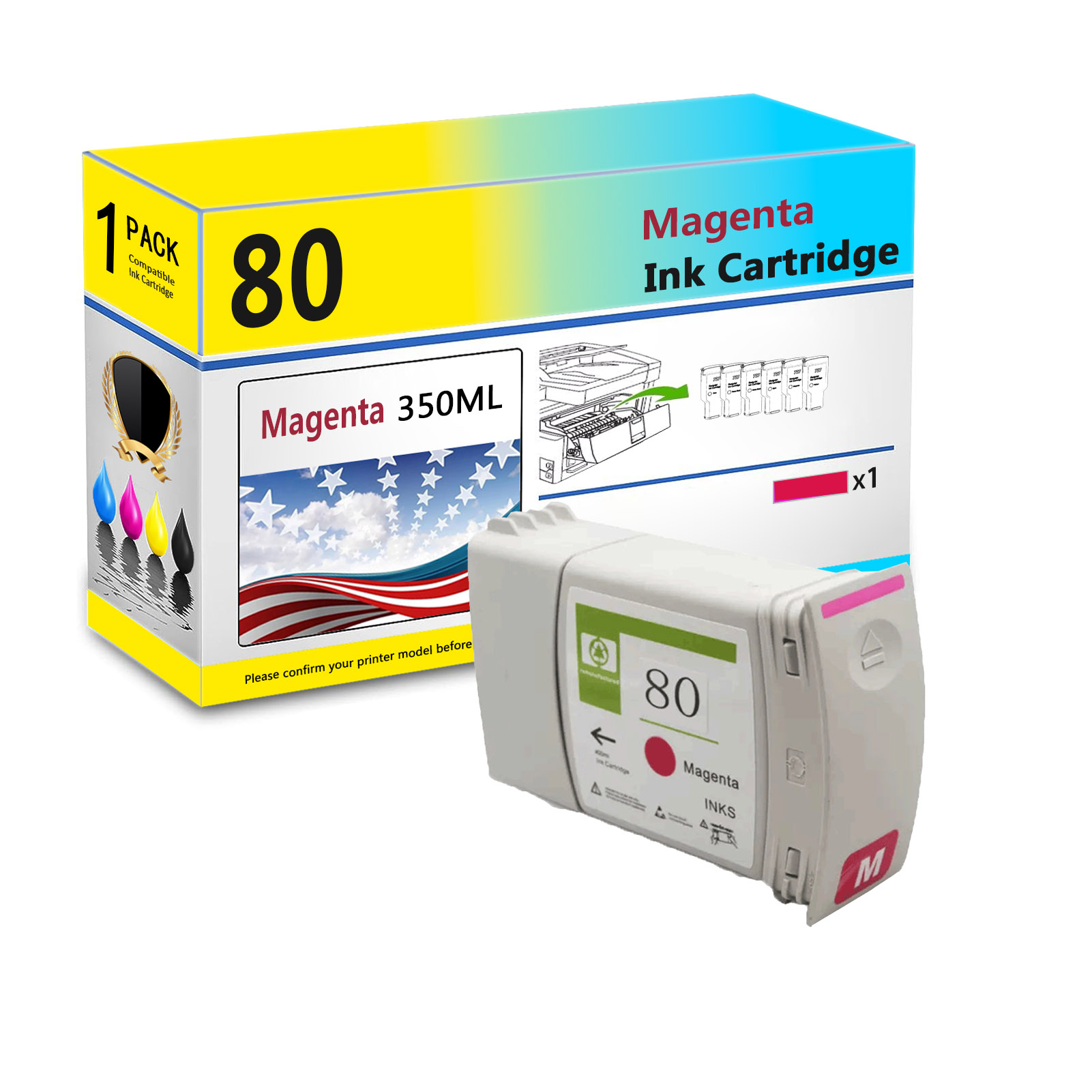 For HP 80 C4871A C4846A C4847A C4848A Ink Cartridge Work For HP DesignJet 1050C 1050C 1055CM 1055CM Printers-PrintsBoost