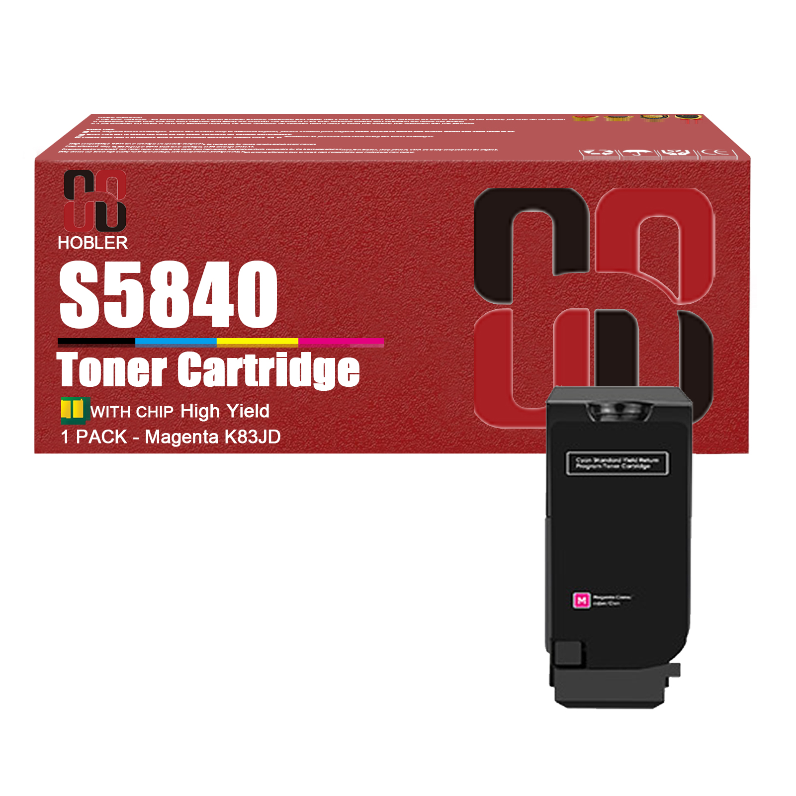 For Dell S5840 Toner Cartridge Work for Dell S5840dn S5840cdn Printers,  Black │JDCTN, Cyan │R59F2, Magenta │K83JD, Yellow │KT71F-PrintsBoost