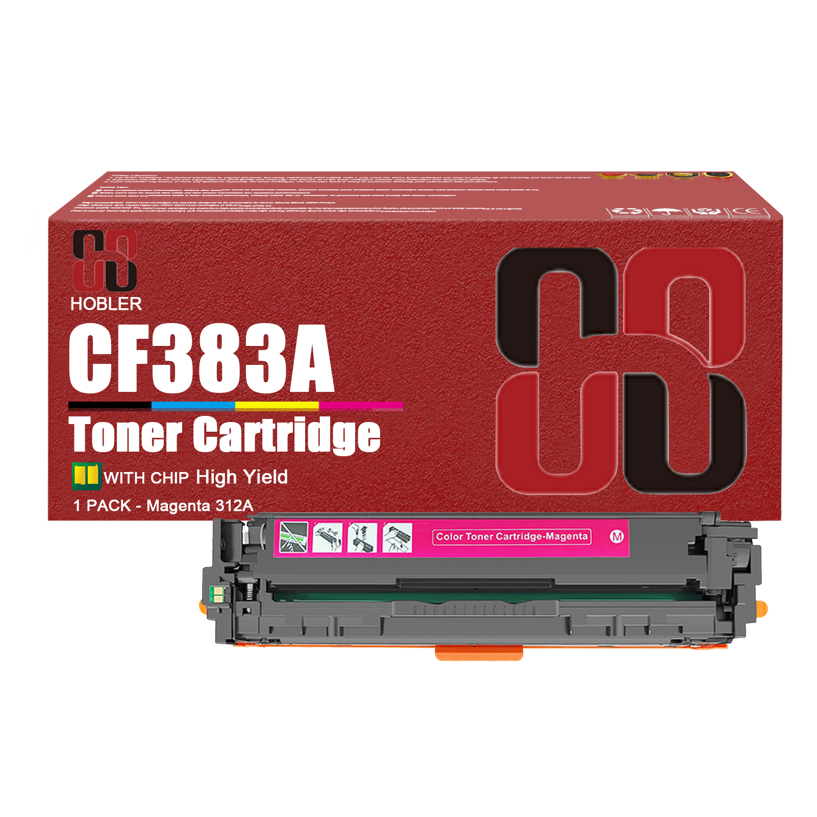 For HP 312A CF380A CF381A CF383A CF382A Toner cartridge Work for HP Laserjet Pro MFP M476dn M476dw M476nw Printers, Black │CF380A, Cyan │CF381A, Magenta │CF383A, Yellow │CF382A-PrintsBoost
