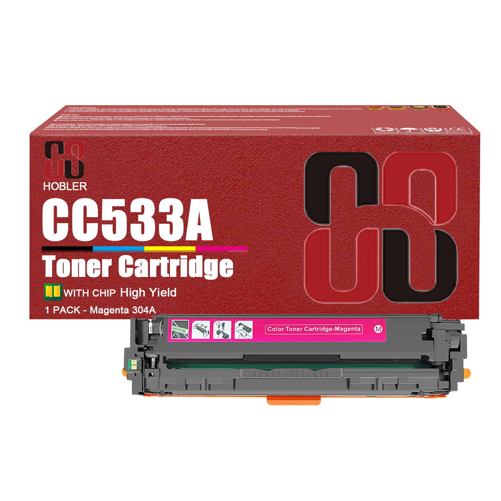 For HP 304A CC530A CC531A CC533A CC532A Toner cartridge Work for HP Laserjet Pro MFP M476dn M476dw M476nw Printers, Black │CC530A, Cyan │CC531A, Magenta │CC533A, Yellow │CC532A-PrintsBoost