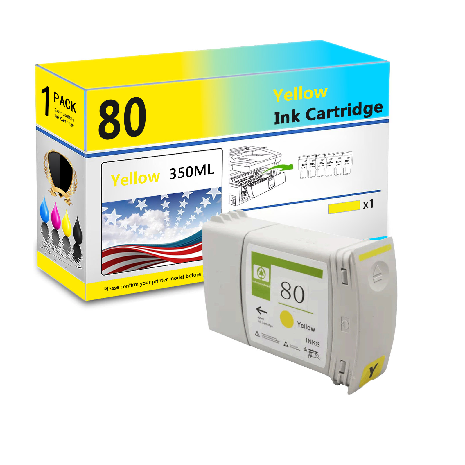 For HP 80 C4871A C4846A C4847A C4848A Ink Cartridge Work For HP DesignJet 1050C 1050C 1055CM 1055CM Printers-PrintsBoost