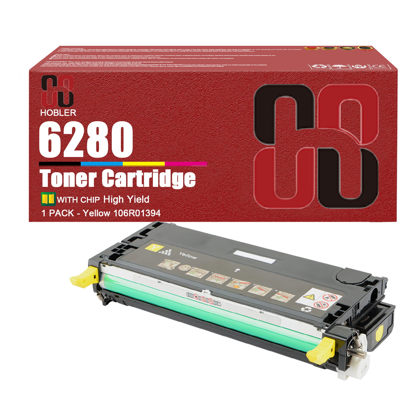 For Xerox 106R01395 106R01392 106R01393 106R01394 Toner Cartridge Work for Xerox Phaser 6280 6280N 6280DN Printers, Black │106R01395, Cyan │106R01392, Magenta │106R01393, Yellow │106R01394-PrintsBoost