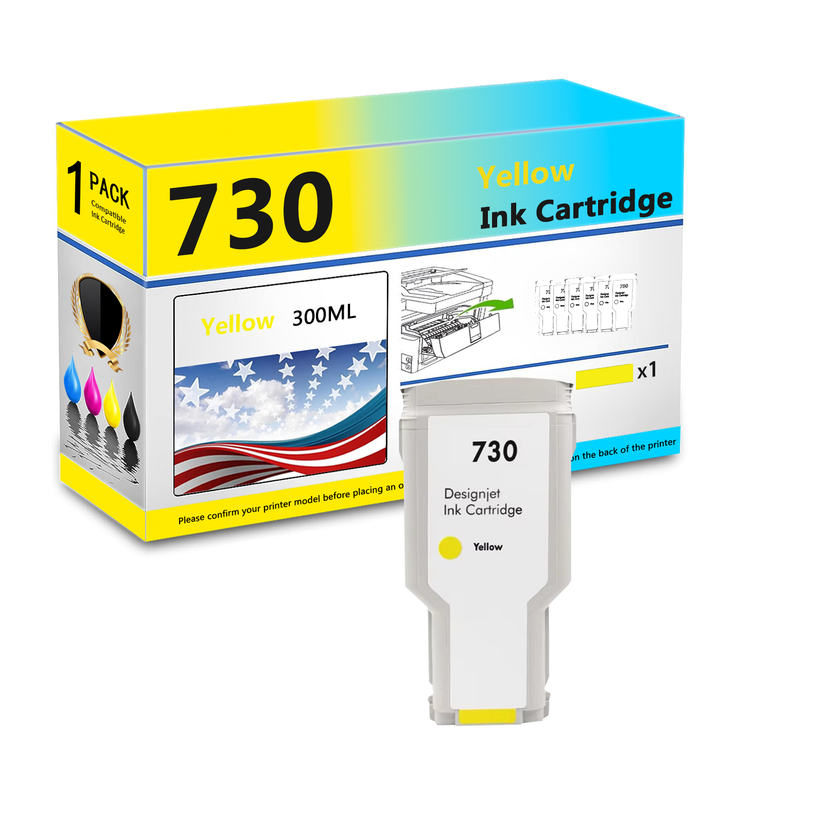 For HP 730 P2V68A P2V69A P2V70A P2V71A P2V72A P2V73A Ink Cartridge Work For HP DesignJet T1600 T1700 T2600 Printers-PrintsBoost