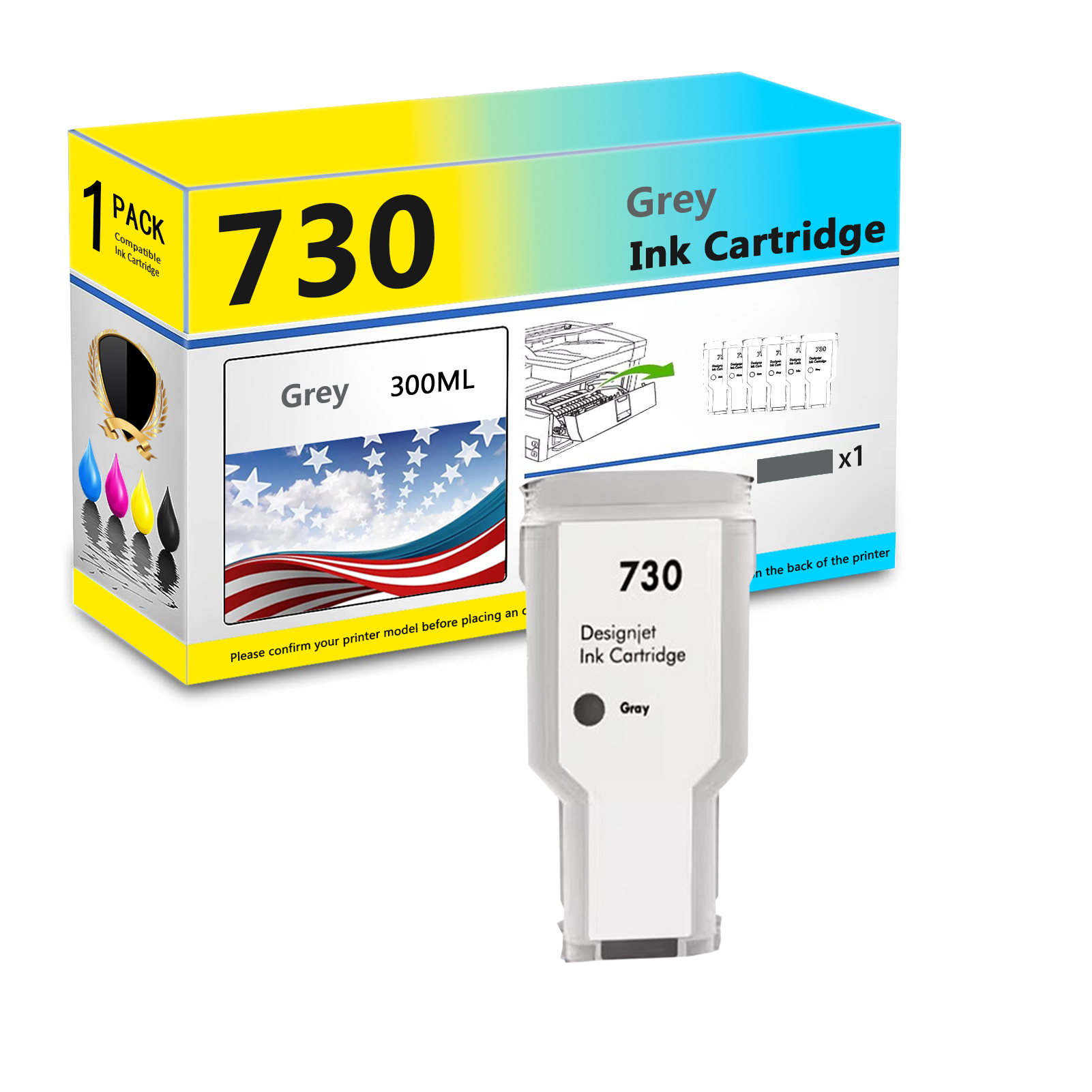 For HP 730 P2V68A P2V69A P2V70A P2V71A P2V72A P2V73A Ink Cartridge Work For HP DesignJet T1600 T1700 T2600 Printers-PrintsBoost