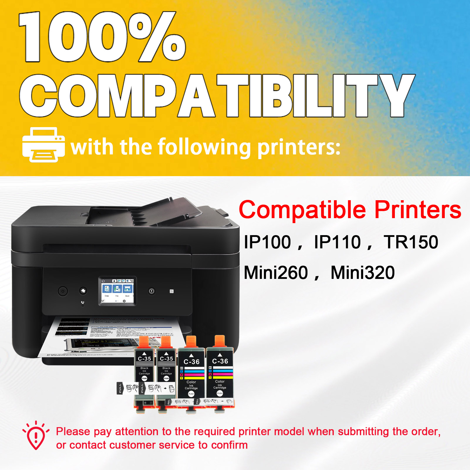 For Canon PGI-35 CLI-36 Ink Cartridge Work For Canon Pixma iP100 iP110 TR150 Mini260 Mini320 Printers-PrintsBoost