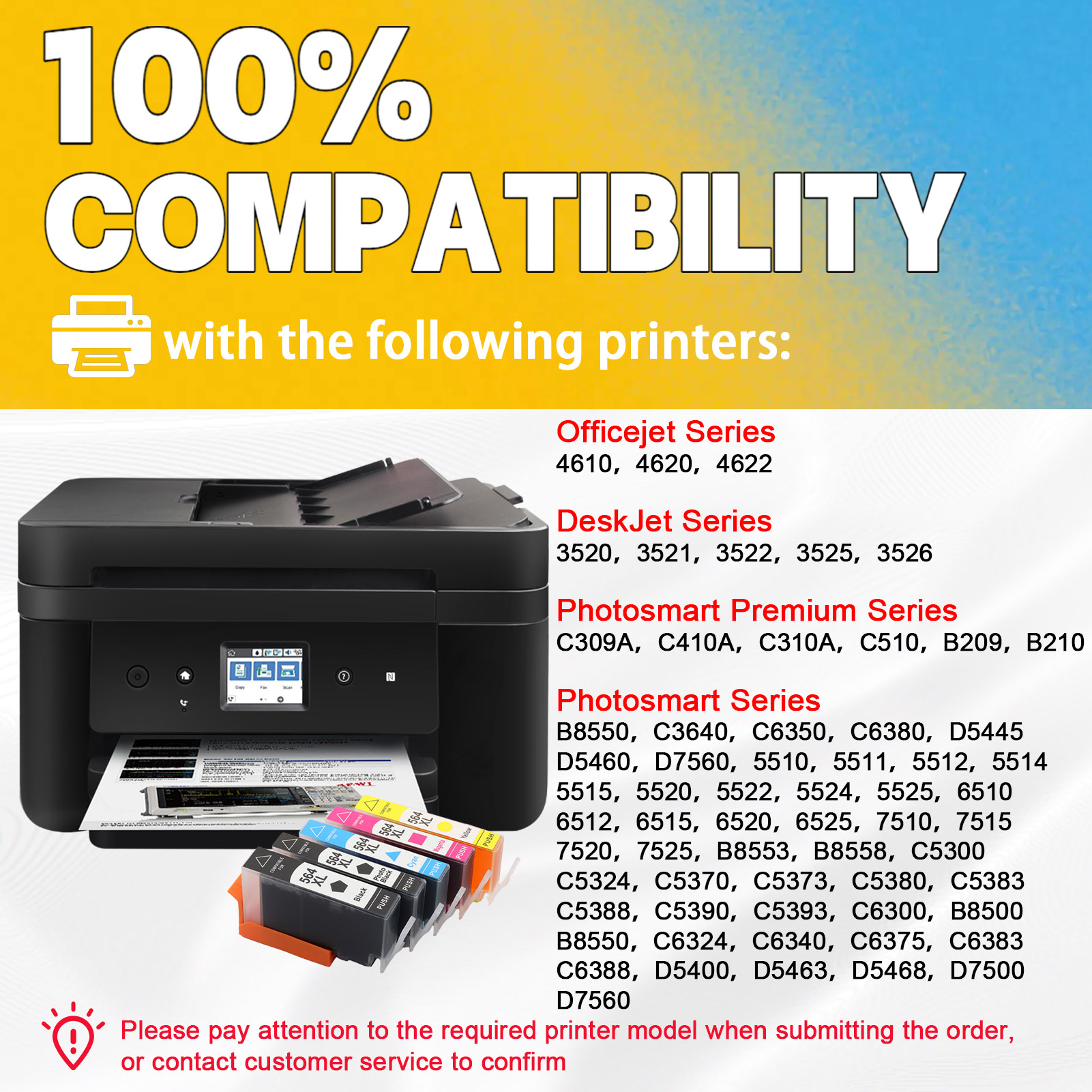 For HP 564XL Ink Cartridge Work for HP DeskJet 3520 3522 Officejet 4620 Photosmart 5520 6510 6520 7520 7525 etc. Printers-PrintsBoost