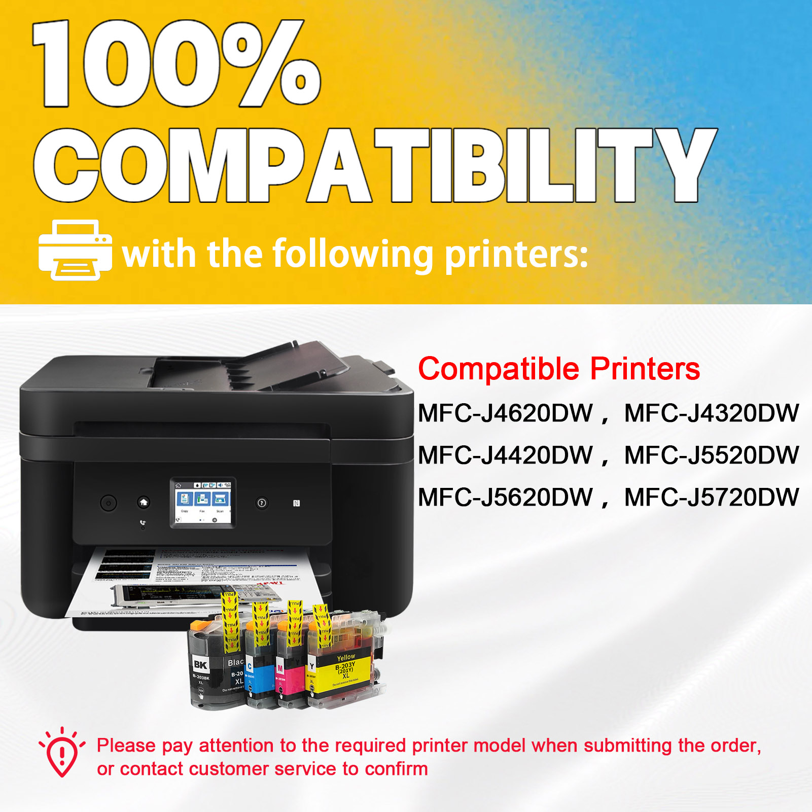 For Brother LC203XL Ink Cartridge Work For Brother MFC-4320DW MFC-J4420DW MFC-J4620DW MFC-J460DW MFC-J480DW MFC-J485DW MFC-J5520DW etc. Printers-PrintsBoost